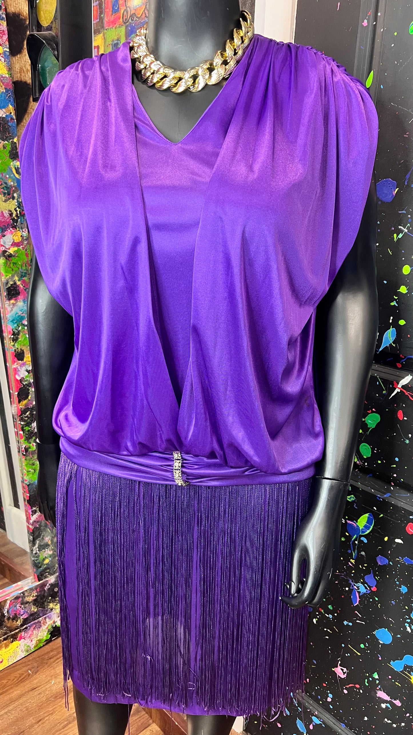 Vintage Purple Fringe Dress (16)