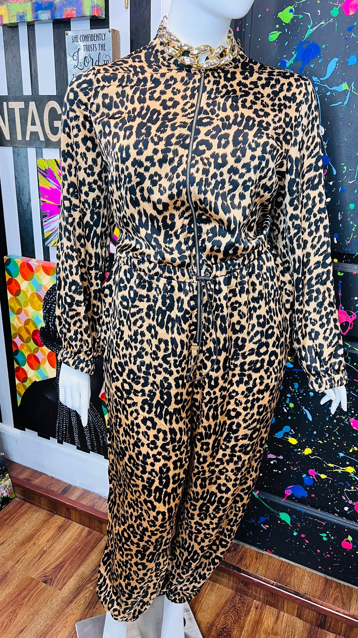 Leopard Print Satin Jumpsuit  (20/22)