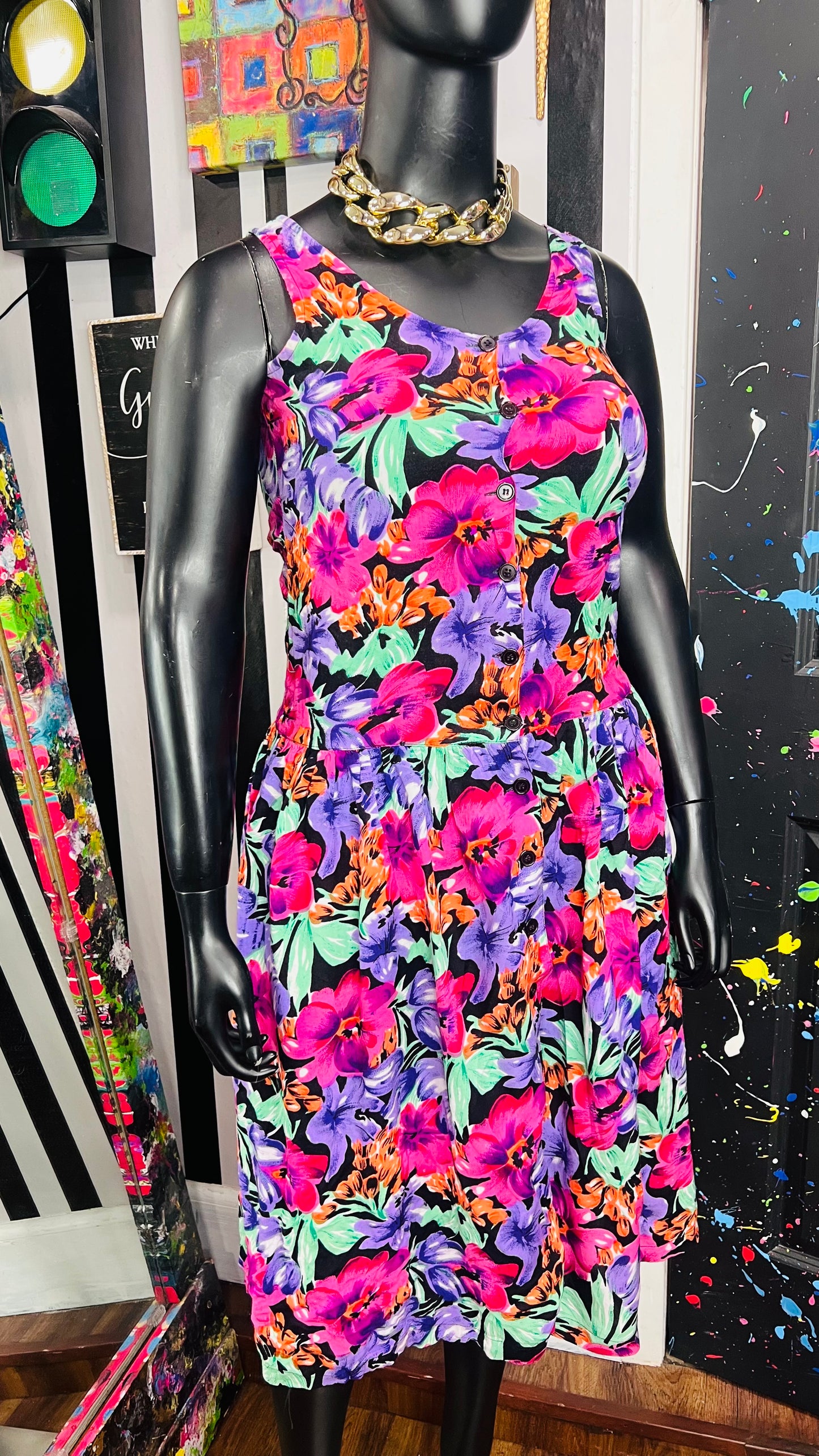 Vintage Floral Rayon Dress (11/12)
