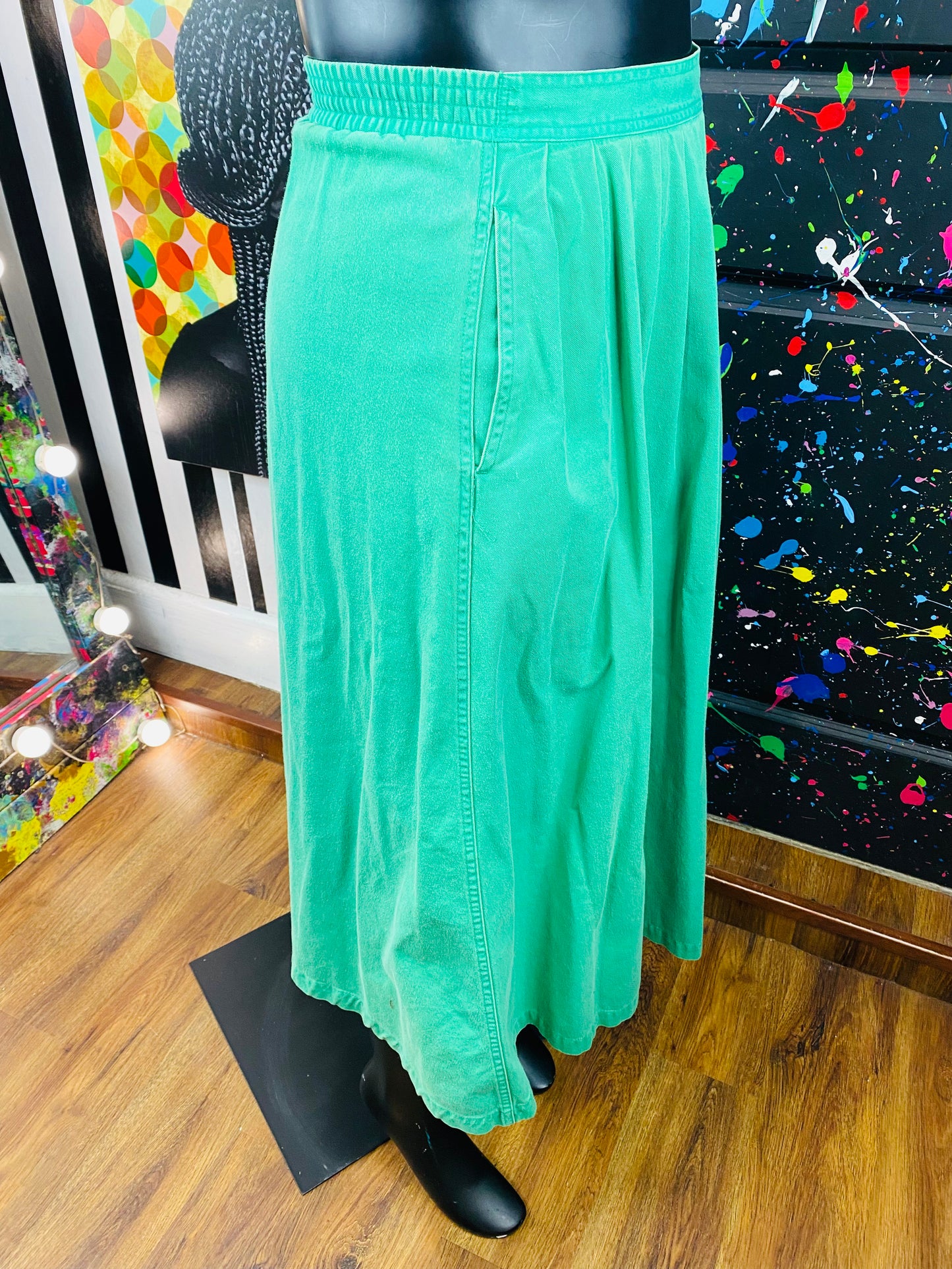 Vintage Green Denim Skirt