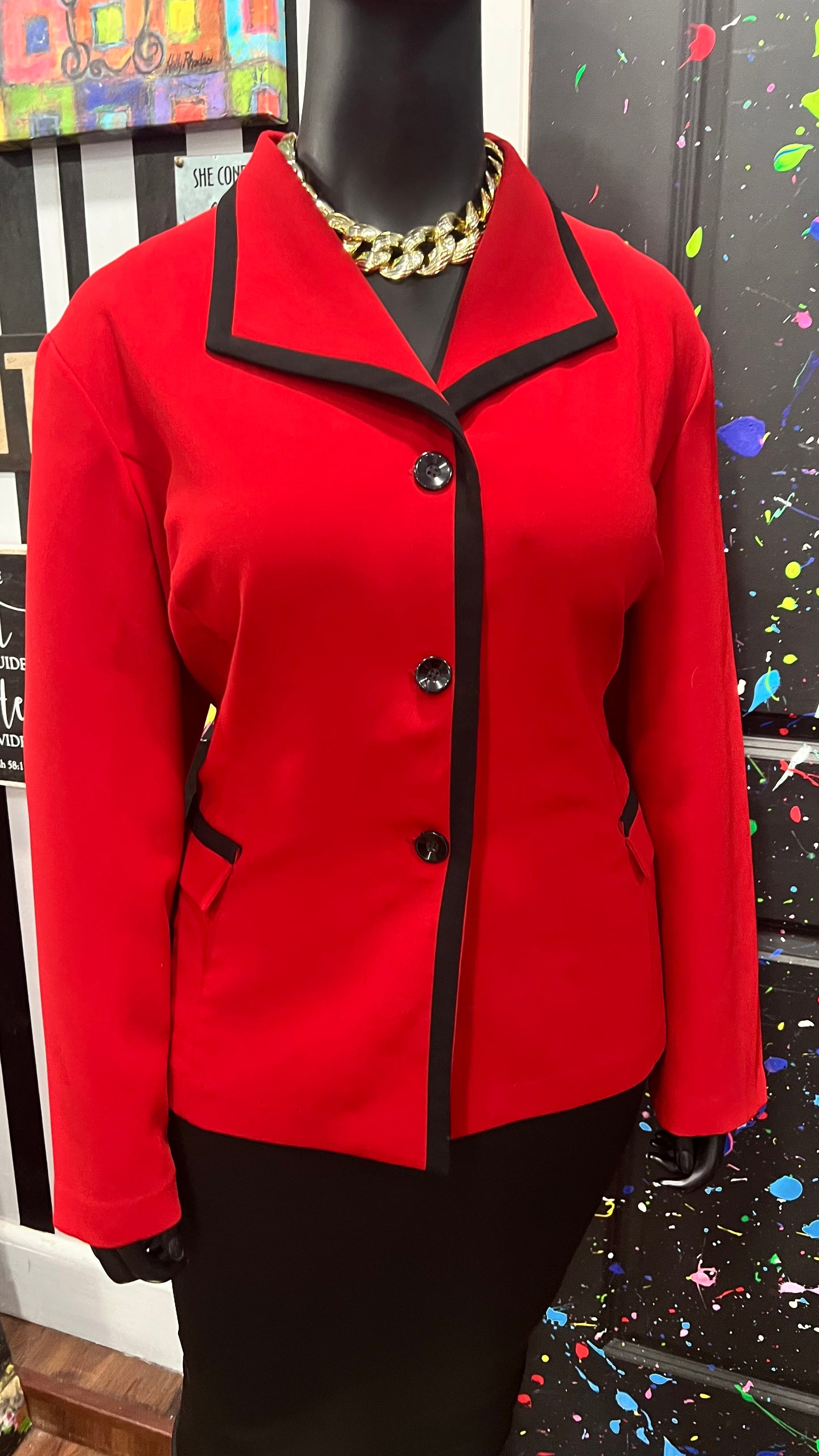 Vintage Black & Red Blazer (24W)