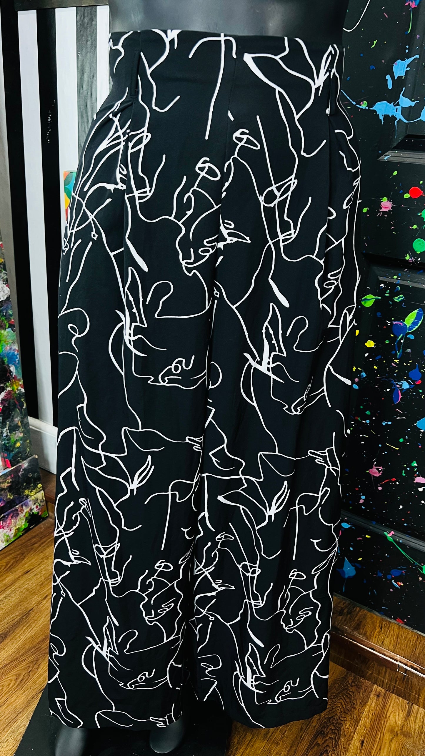 Vintage Inspired Black & White Wide Legged High Waist Pants (18)