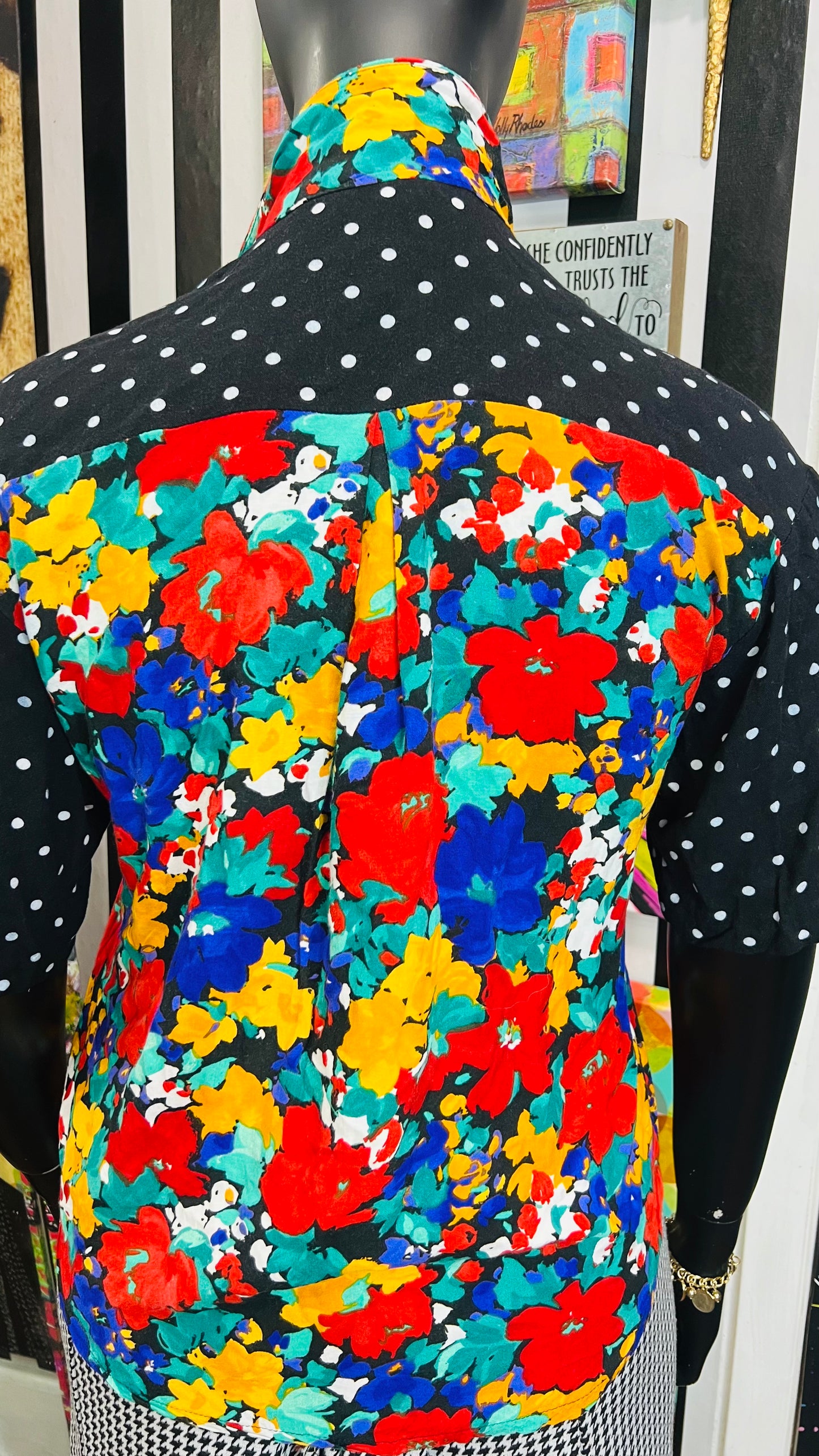 Vintage Rayon Mix Print Blouse (16)