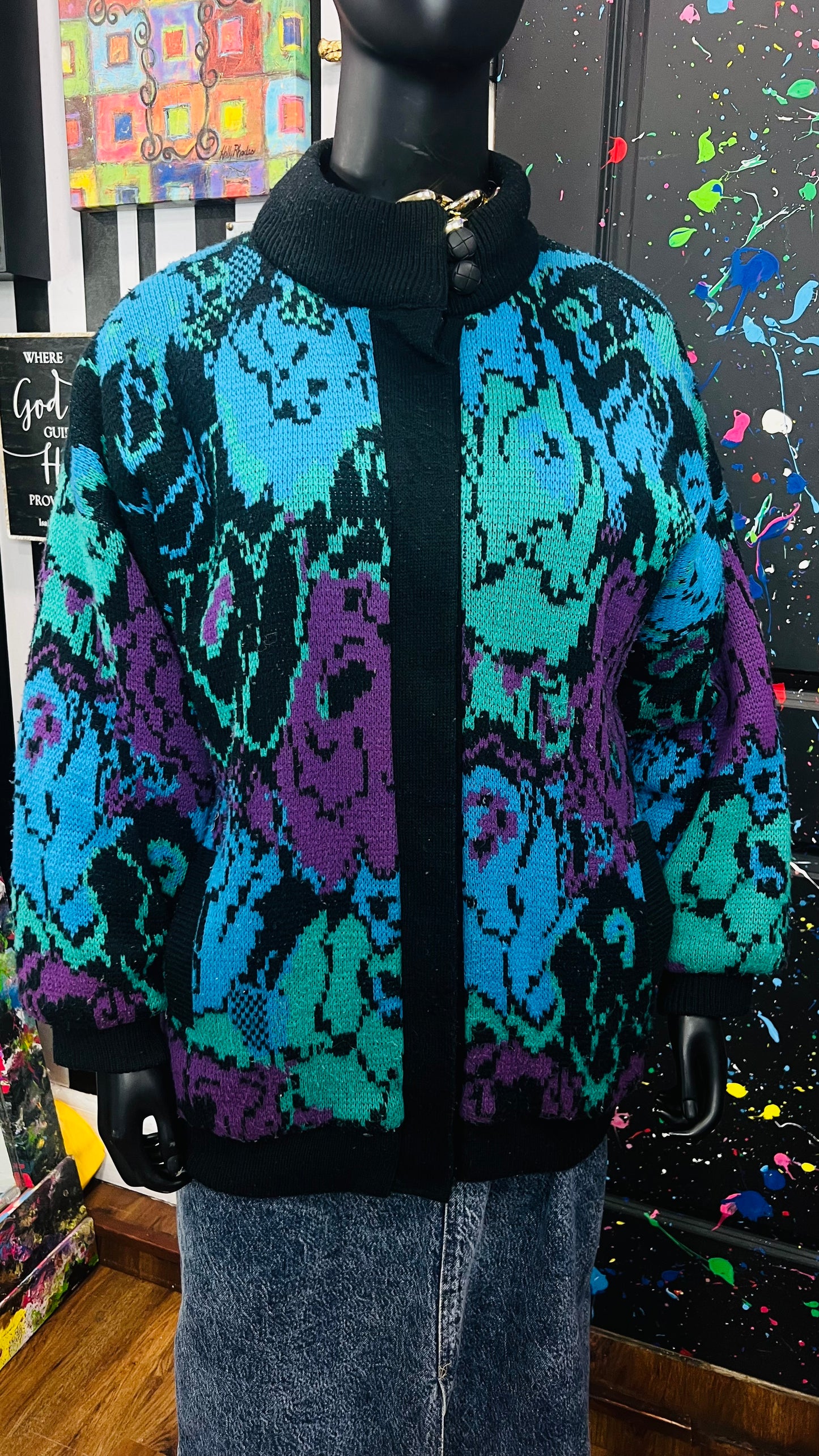 Vintage Think Chunky Knit * Fully Lined Jacket (22)