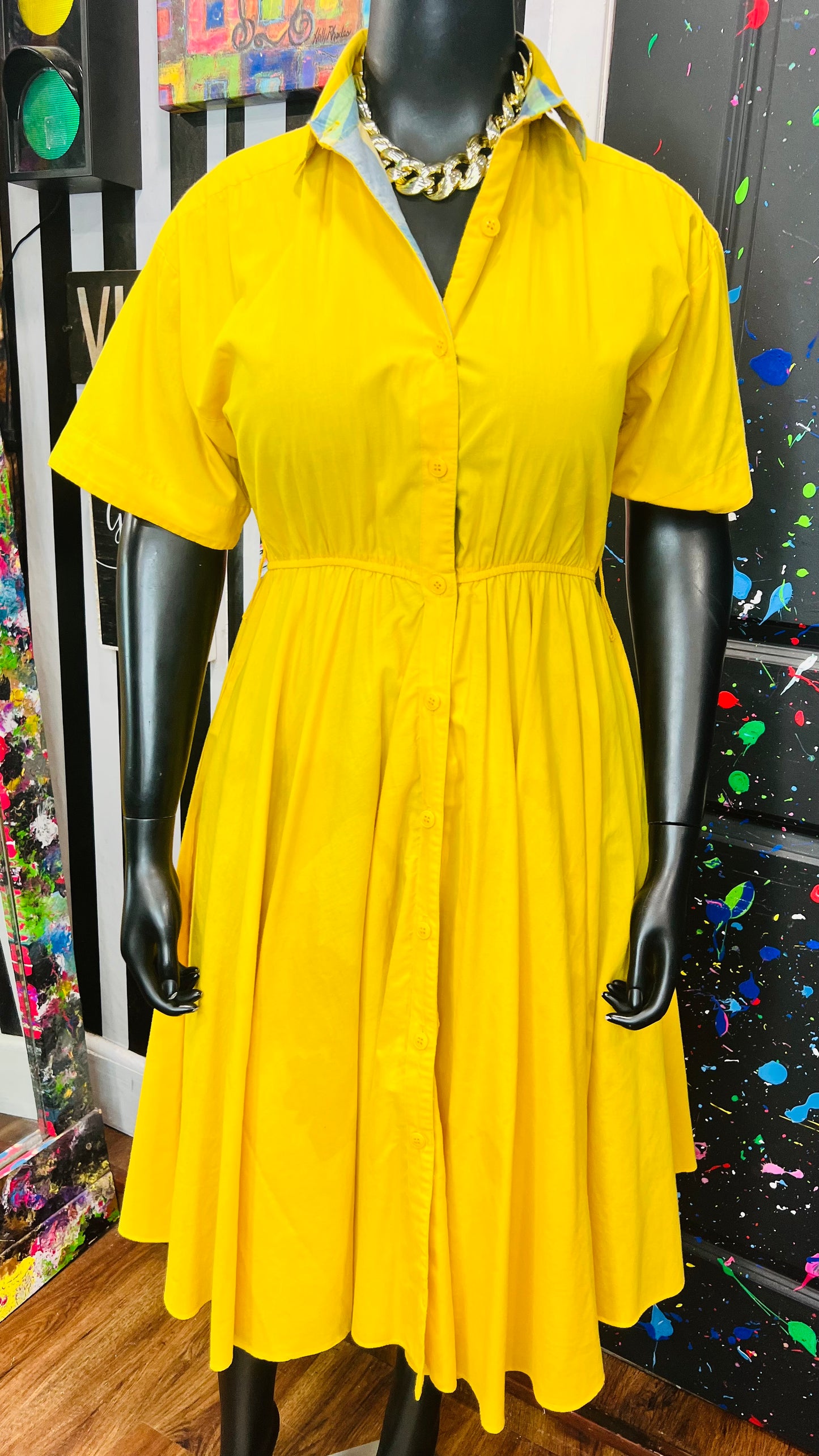 Vintage Yellow Cotton Dress (12/14)