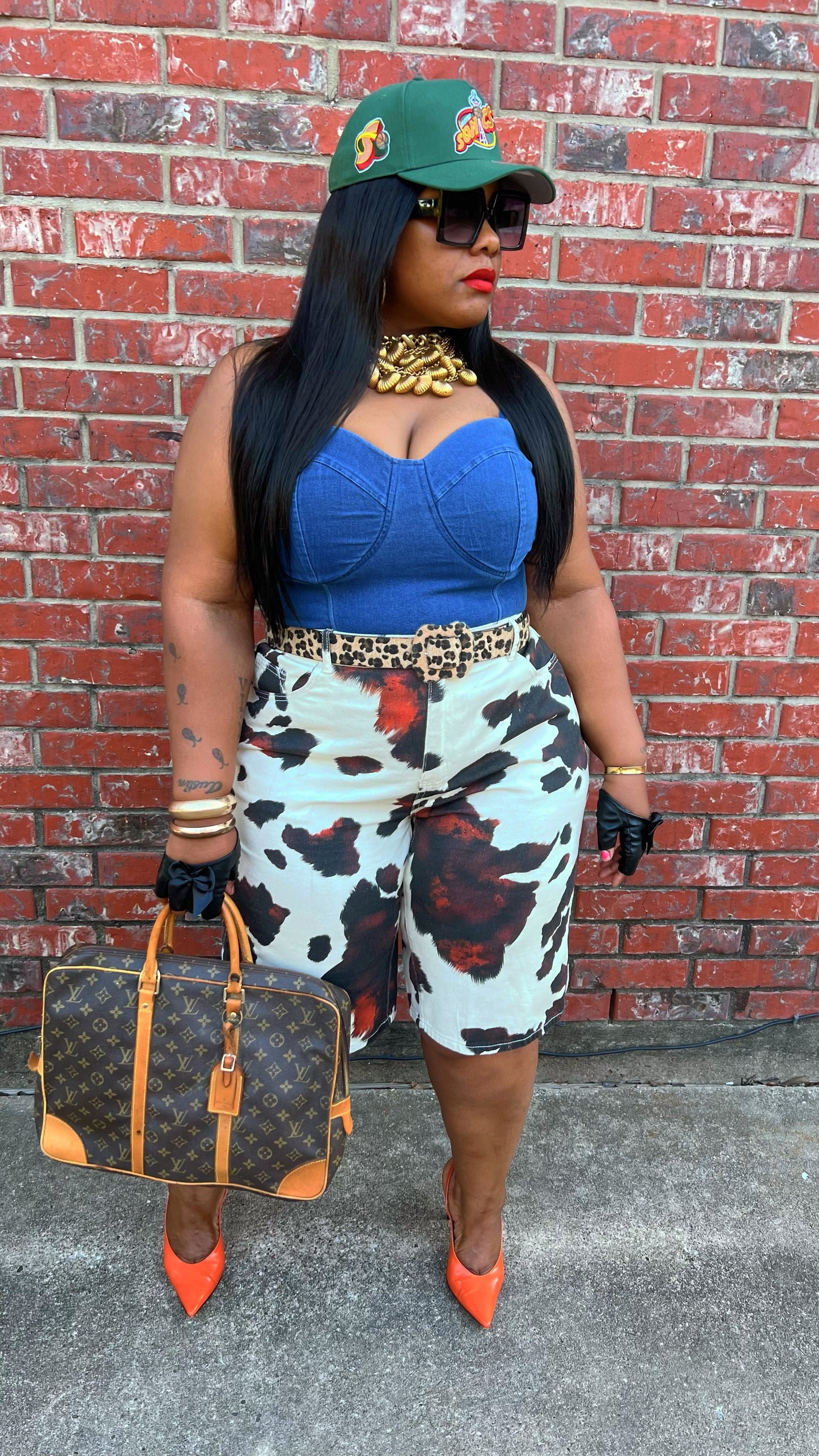 Vintage Inspired Denim Animal Print Shorts (18/20)