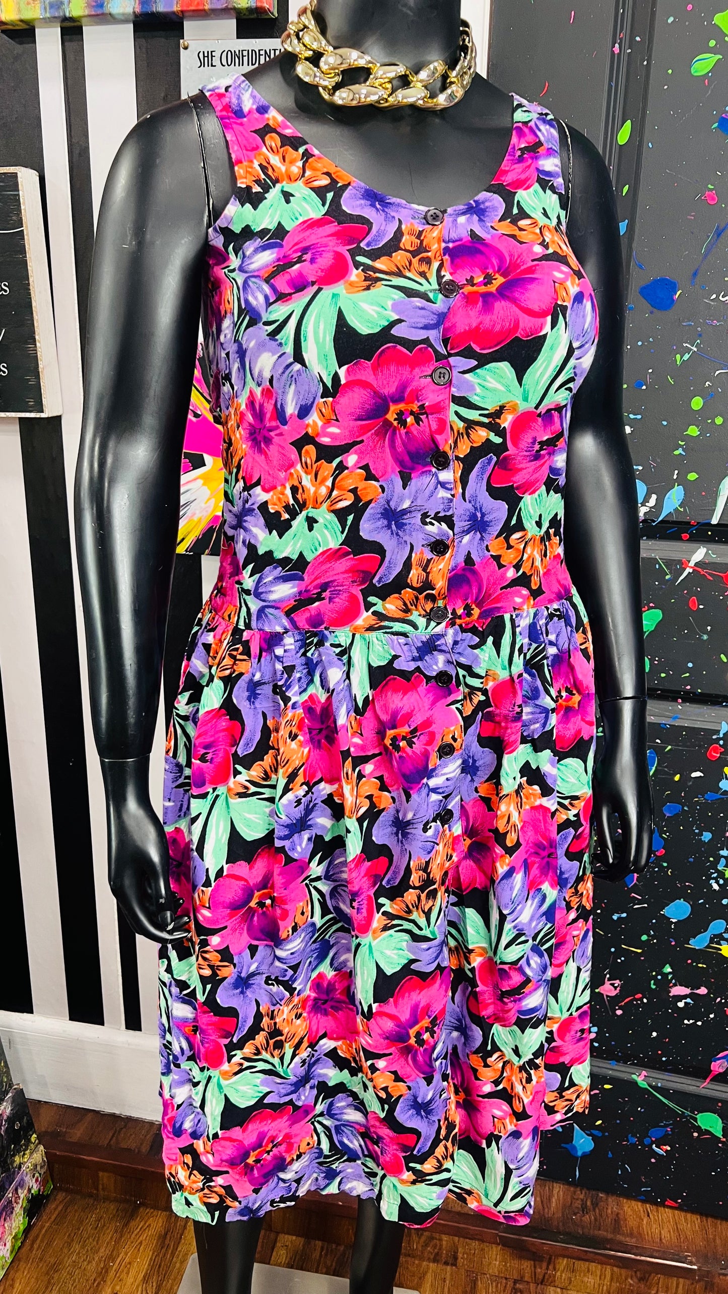 Vintage Floral Rayon Dress (11/12)