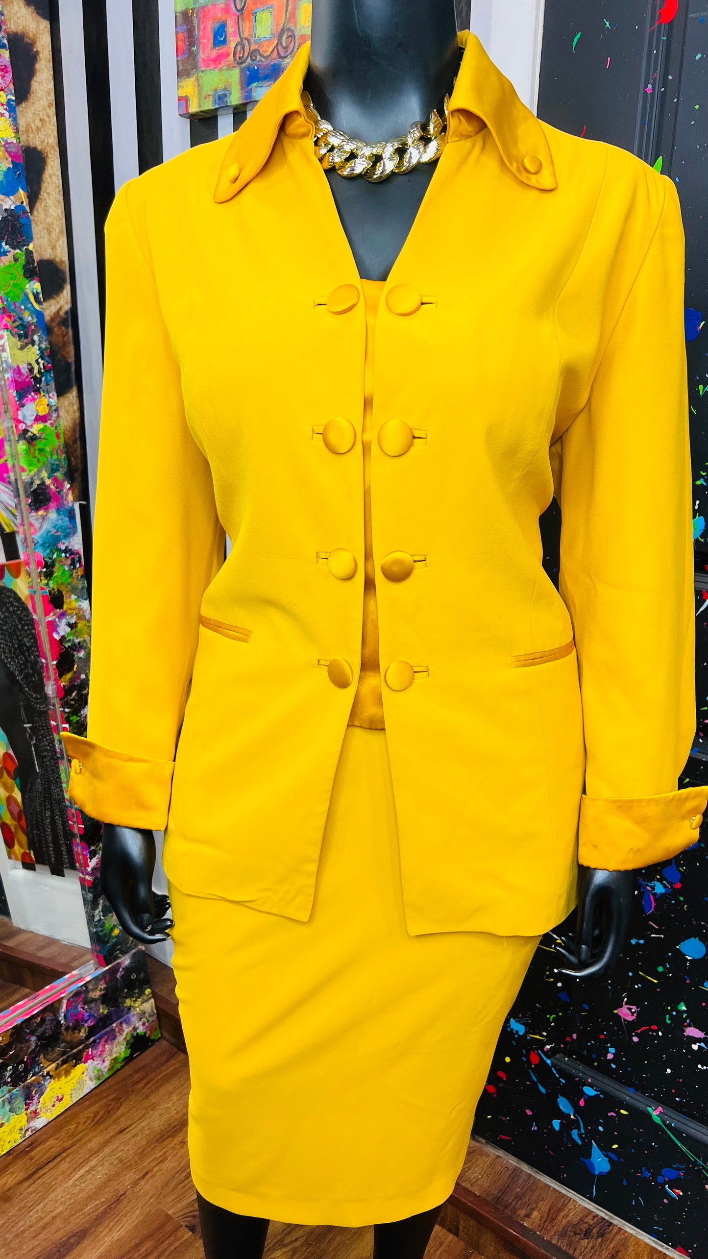 Vintage Gold Skirt Suit (18W)