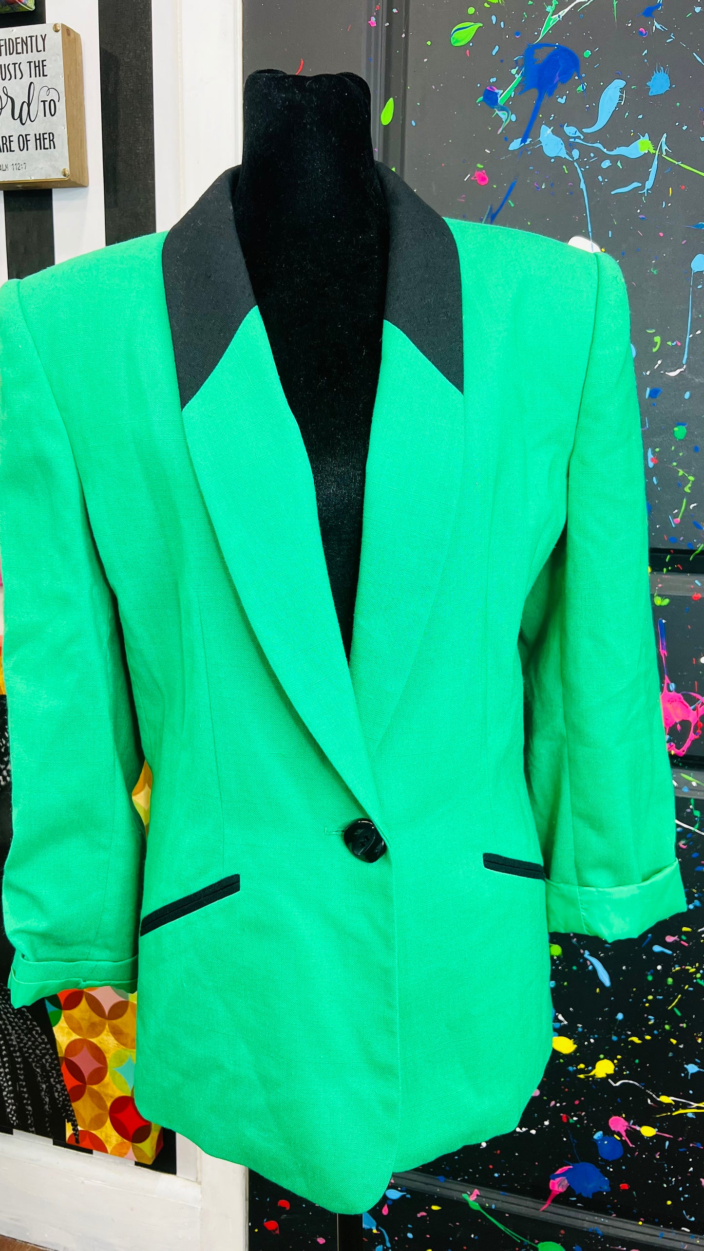 Vintage Green & Black Blazer (14)