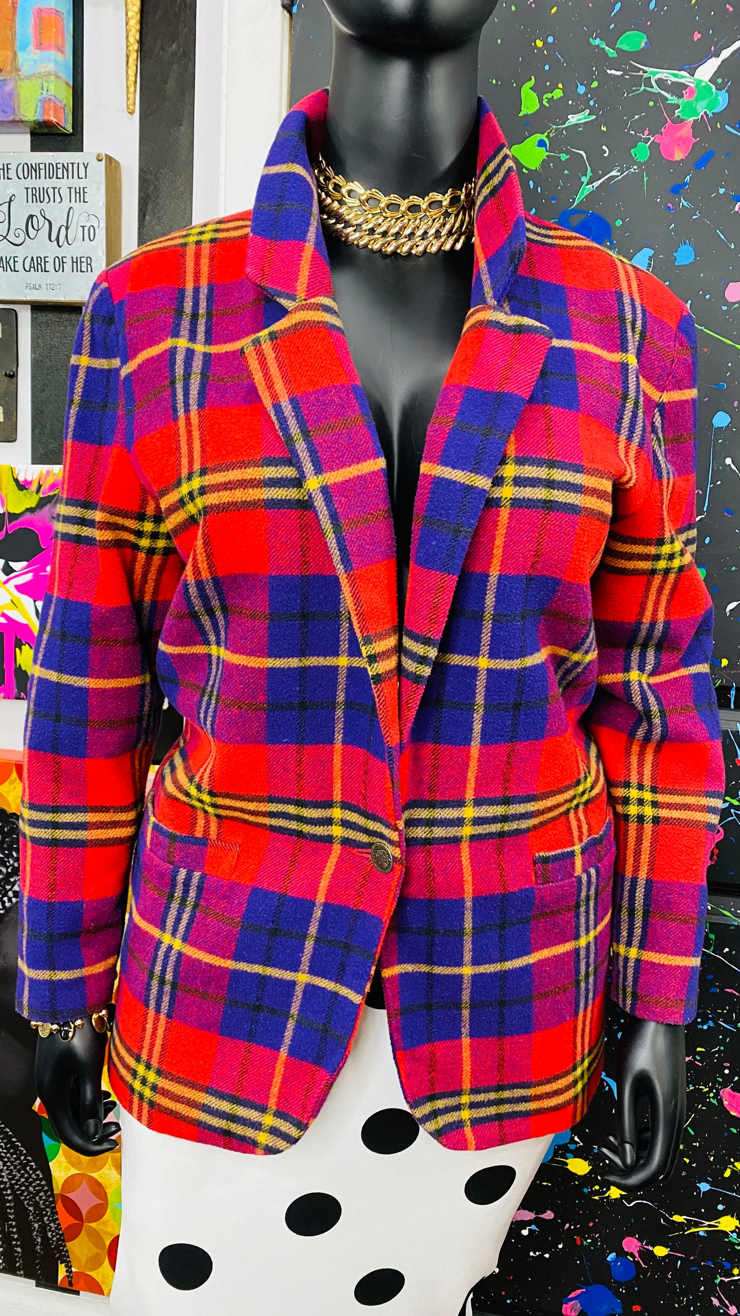 Vintage Plaid Wool (lined) Blazer (16)