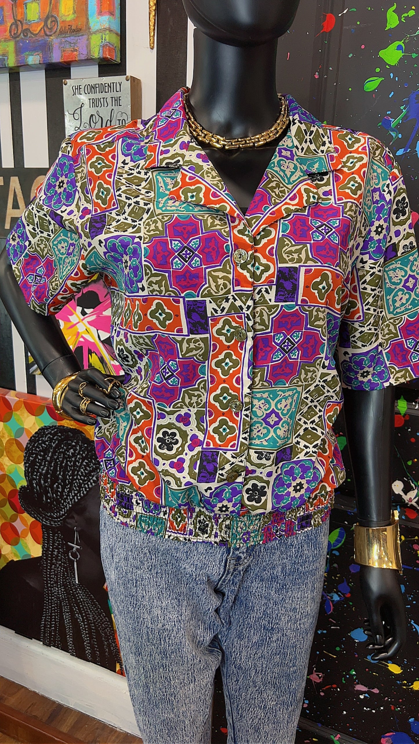 Vintage Mix Print Blouse (12)