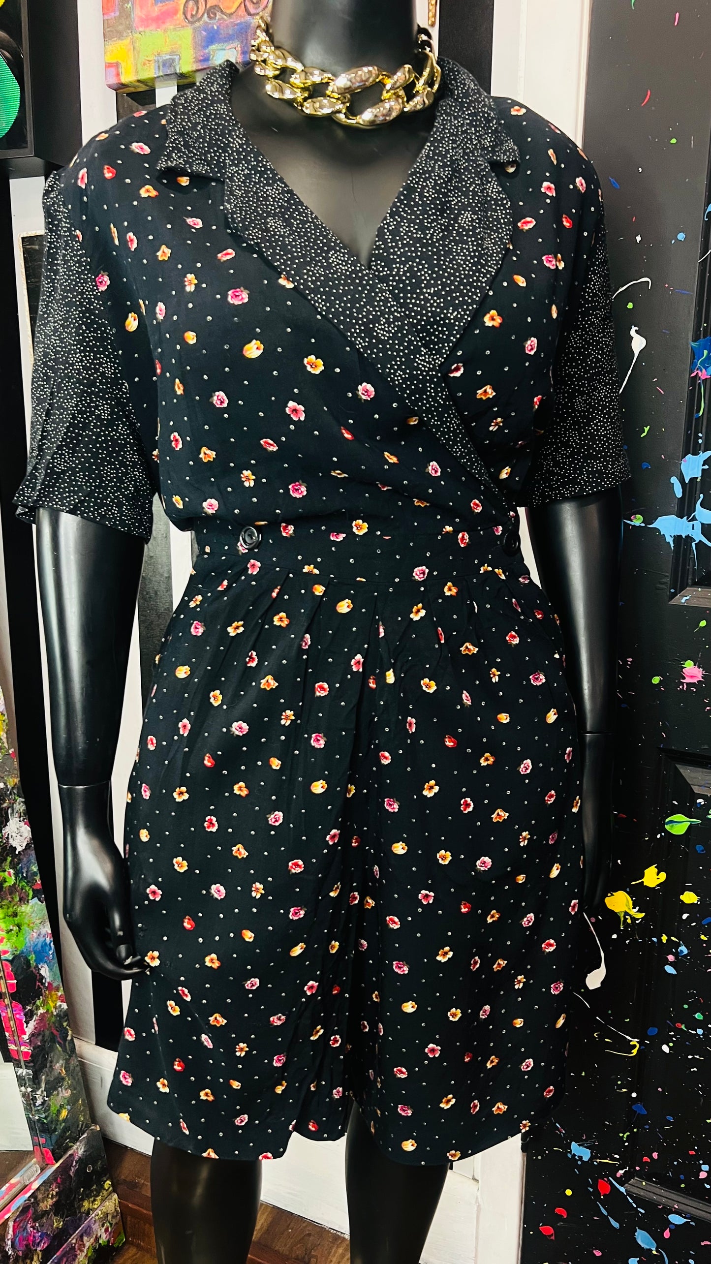 Vintage Rayon Mix Print Romper (24W)