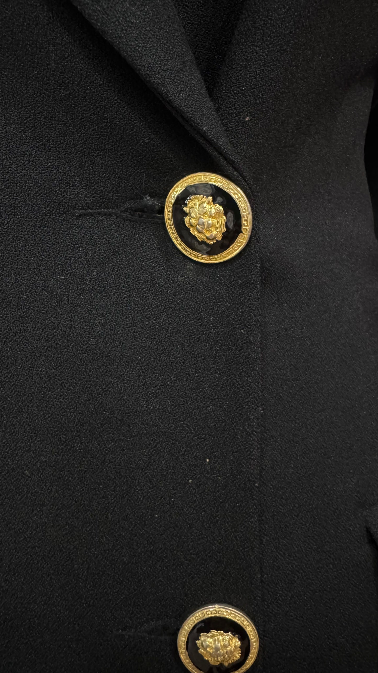 Vintage Black Blazer Dress w/ Gold Lion Buttons (20W)