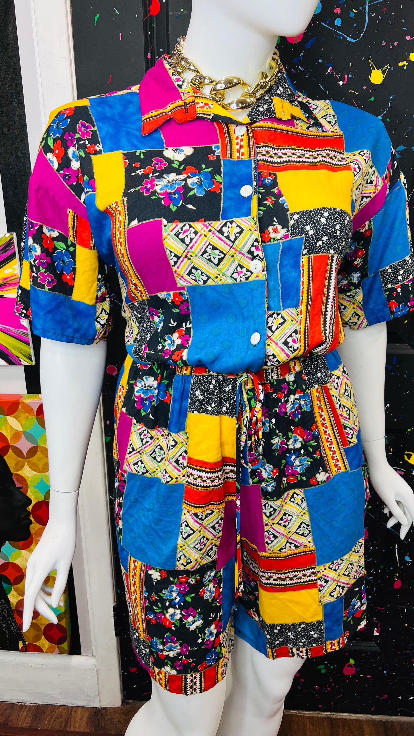 Vintage Patchwork Rayon Romper (16/18)