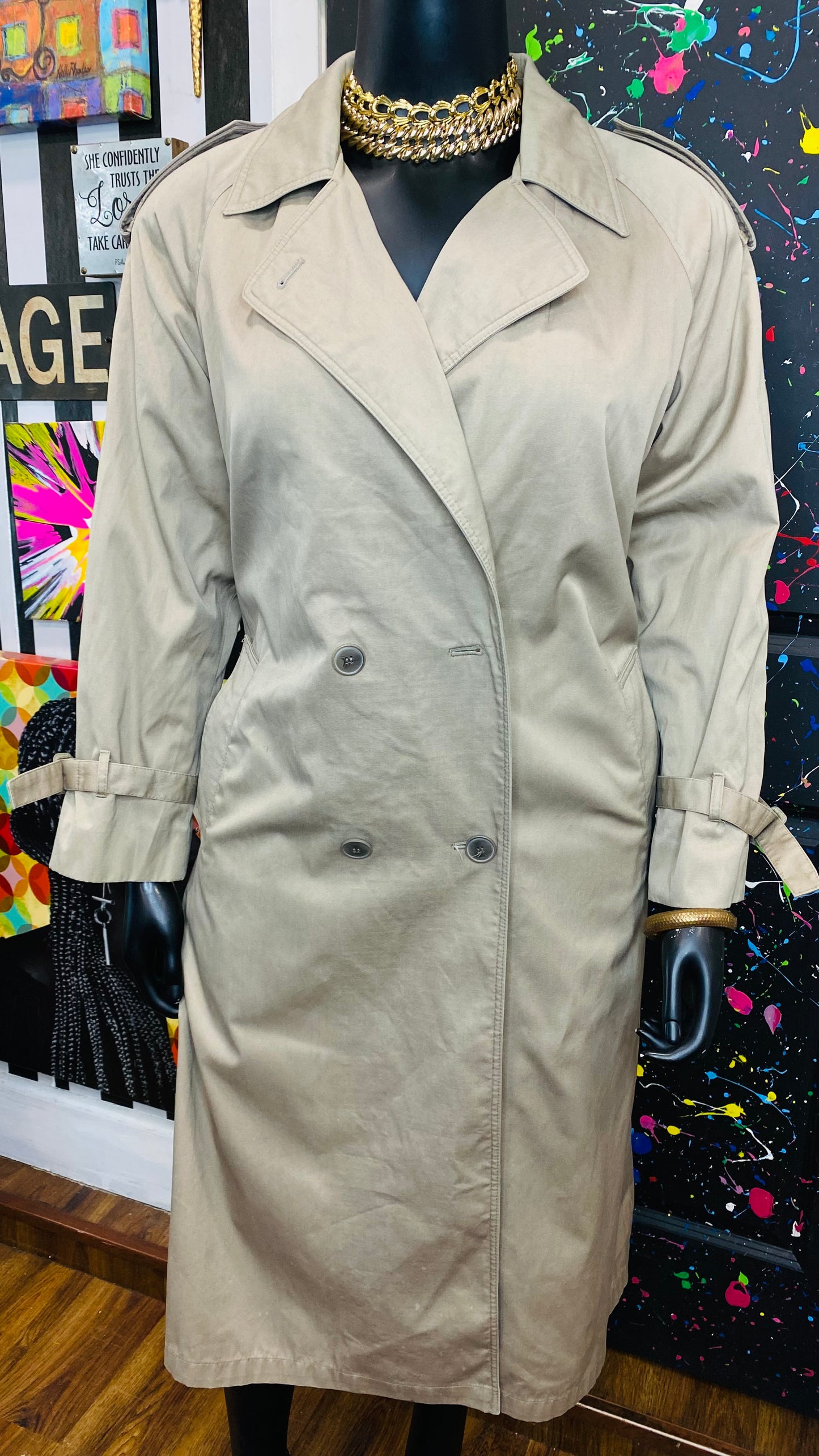 Vintage Tinted Khaki Trench Coat (14)