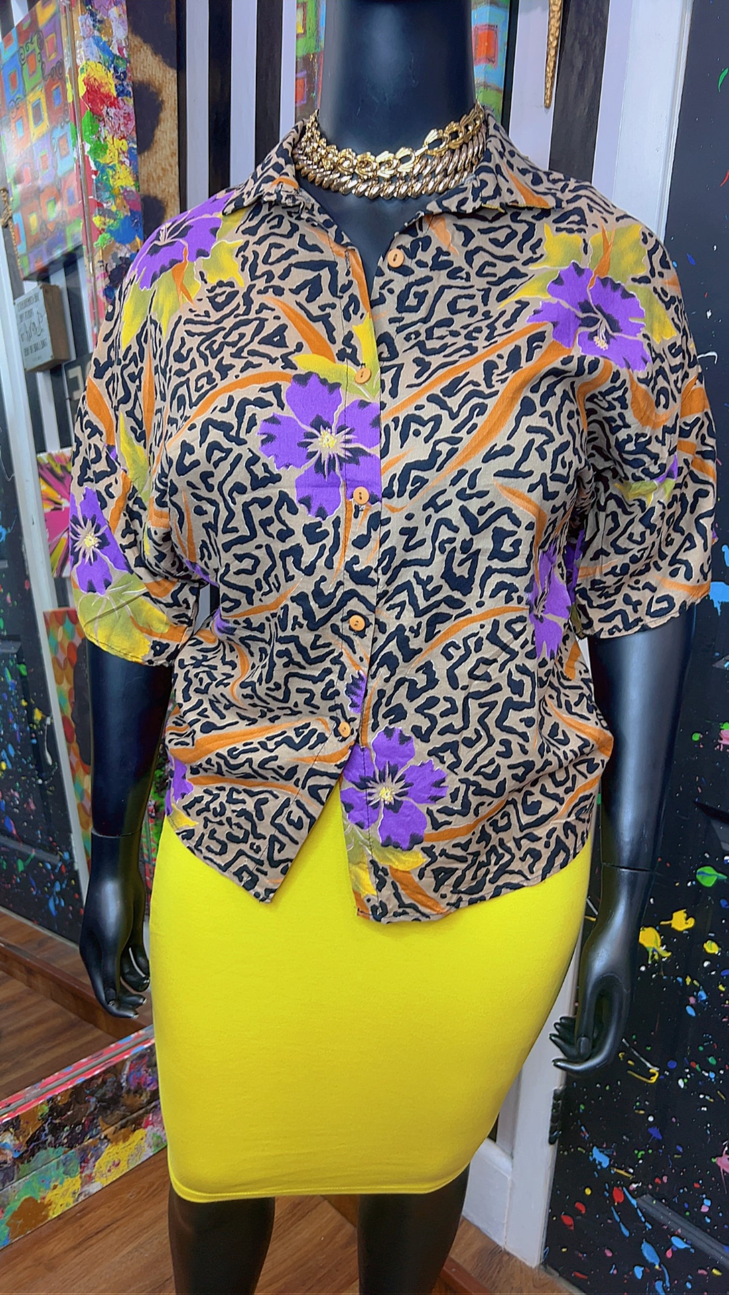 Vintage Rayon Tropical Blouse (14)
