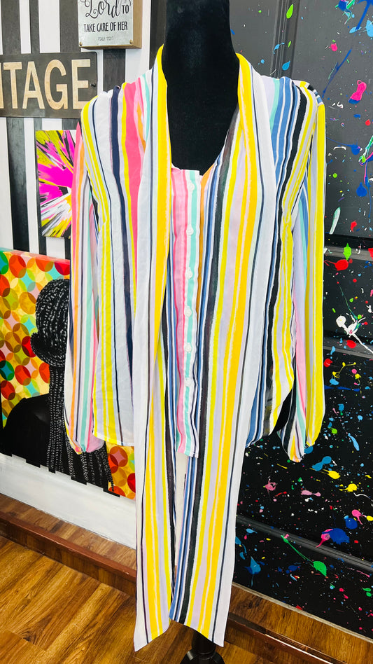 Striped Sheer Blouse W/ Bow (12)