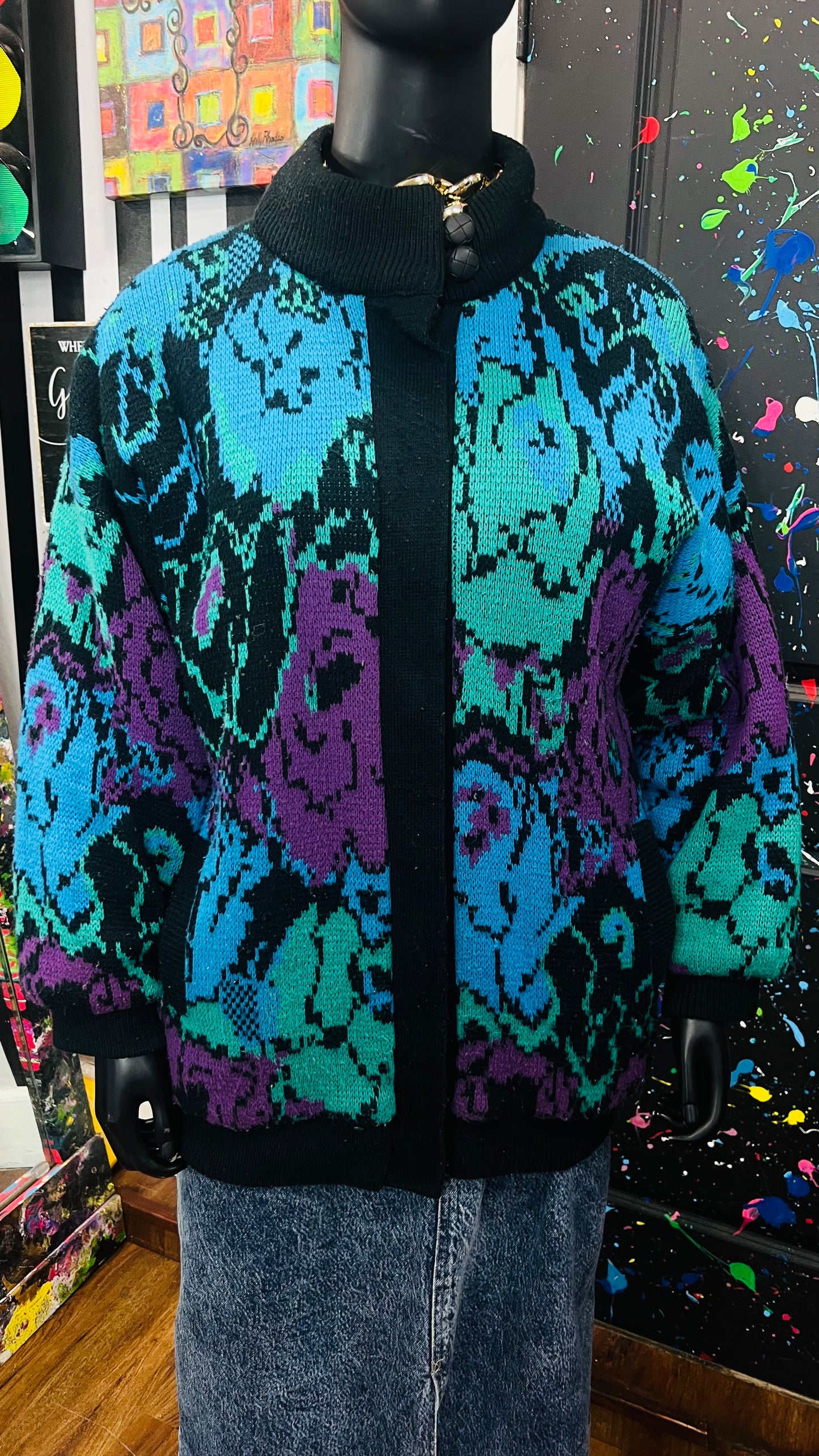 Vintage Think Chunky Knit * Fully Lined Jacket (22)