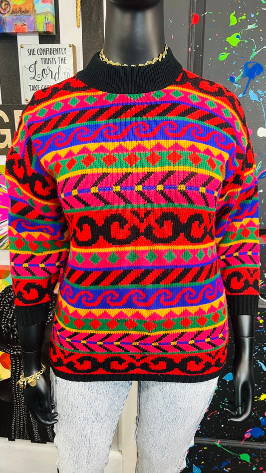 Vintage Knit Colorful Sweater (16)