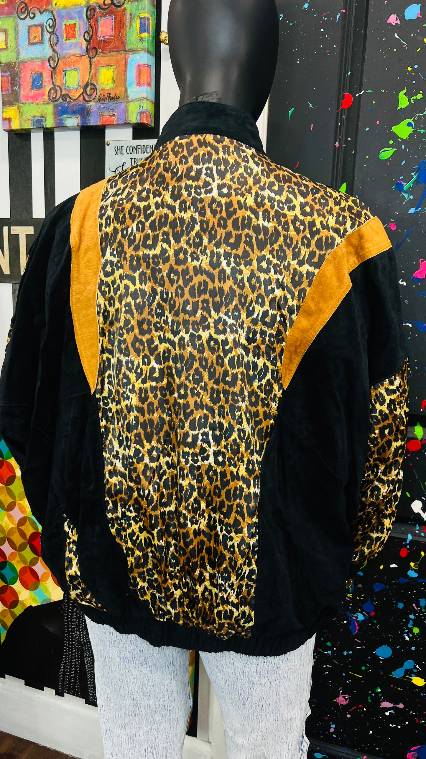 Vintage Genuine Leather Suede Animal Print Jacket (22)