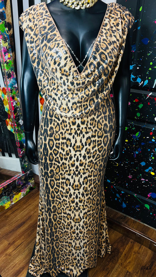 Vintage Inspired Sequin & Animal Print Gown (18)