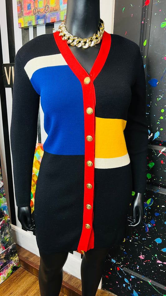 Plus Size Vintage Colorblock Knit Dress (14)