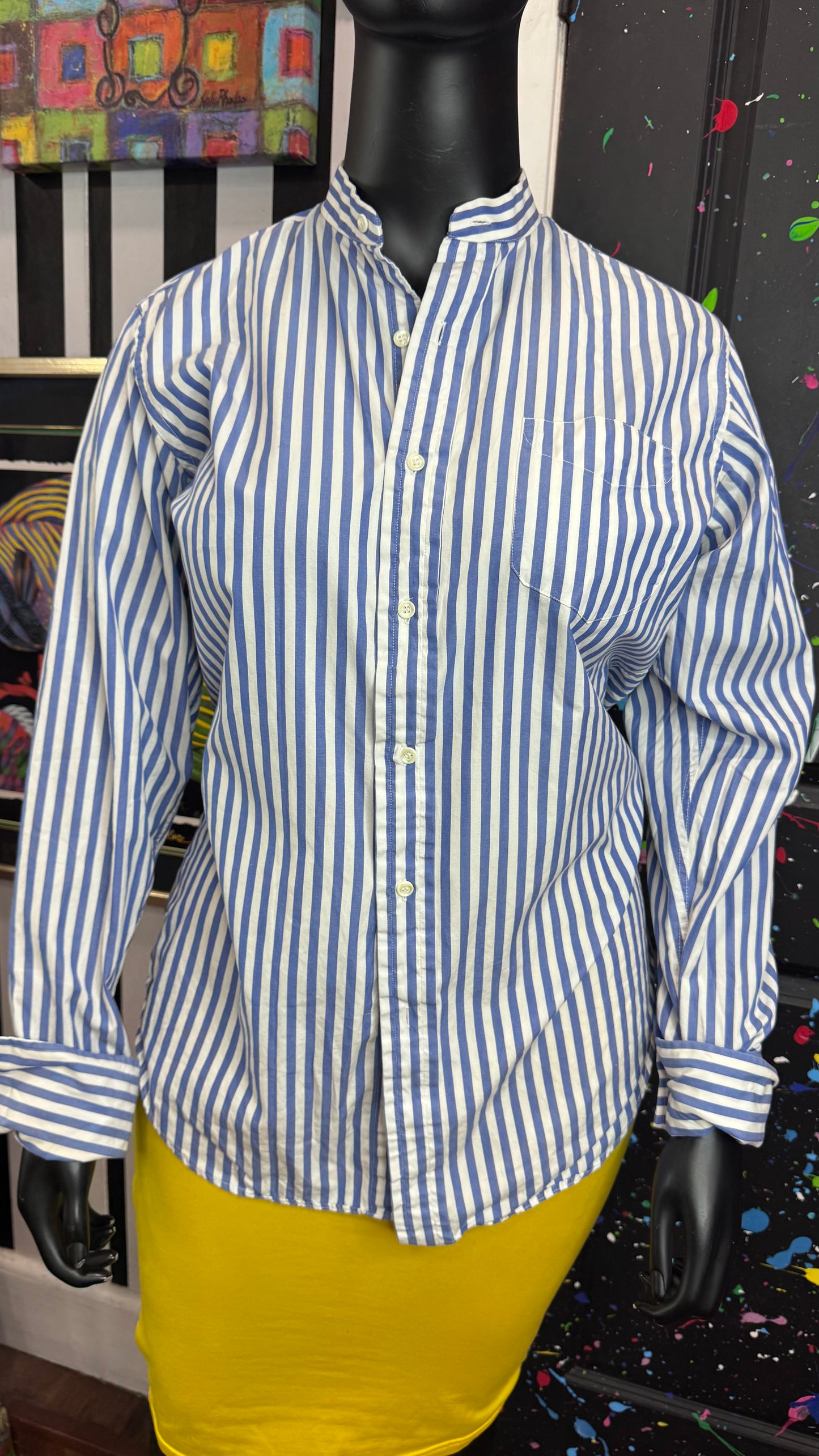 Vintage Blue & White Long Sleeve Blouse (14)