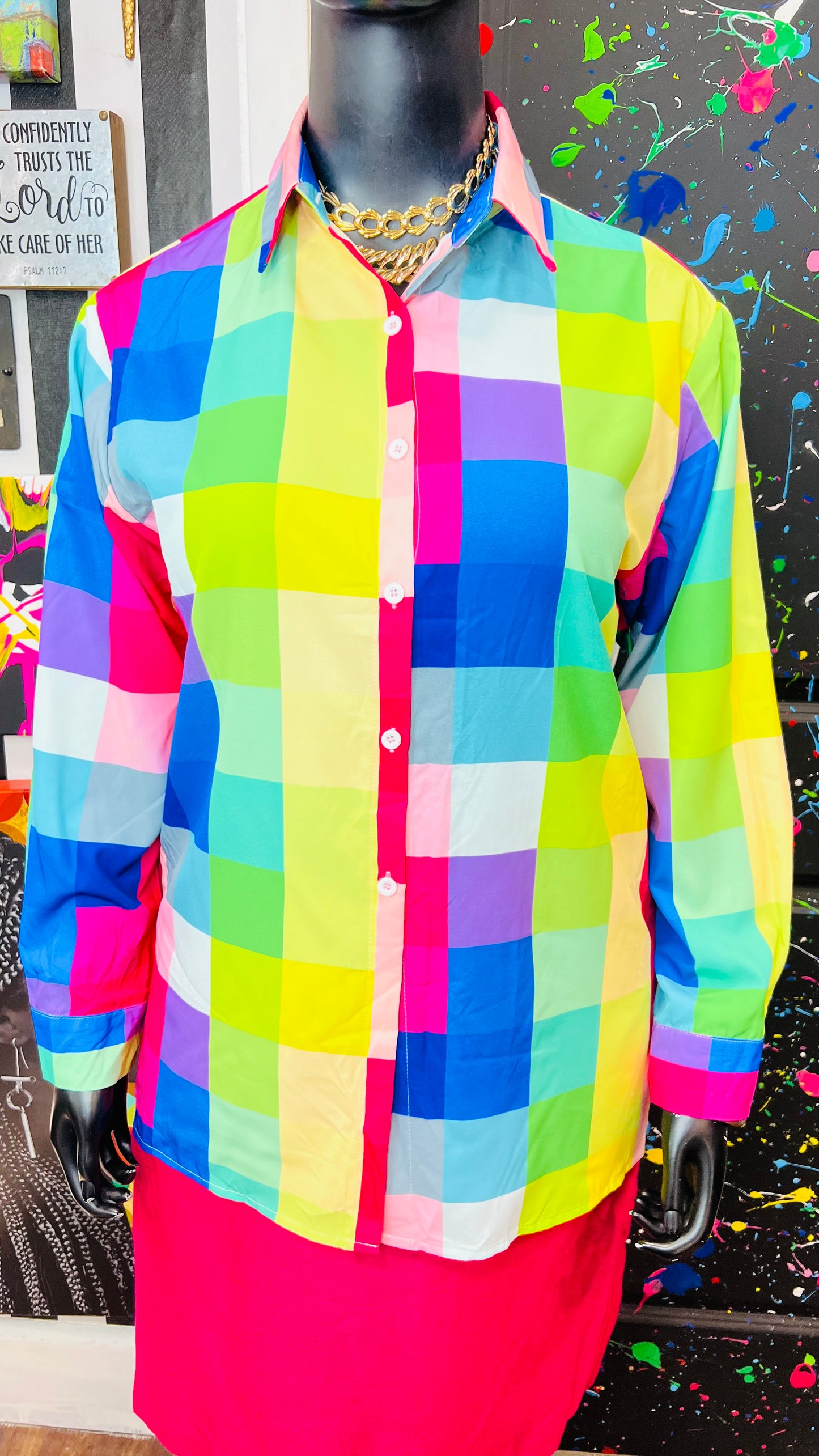 Colorful Long Sleeve Polyester Blouse (14)