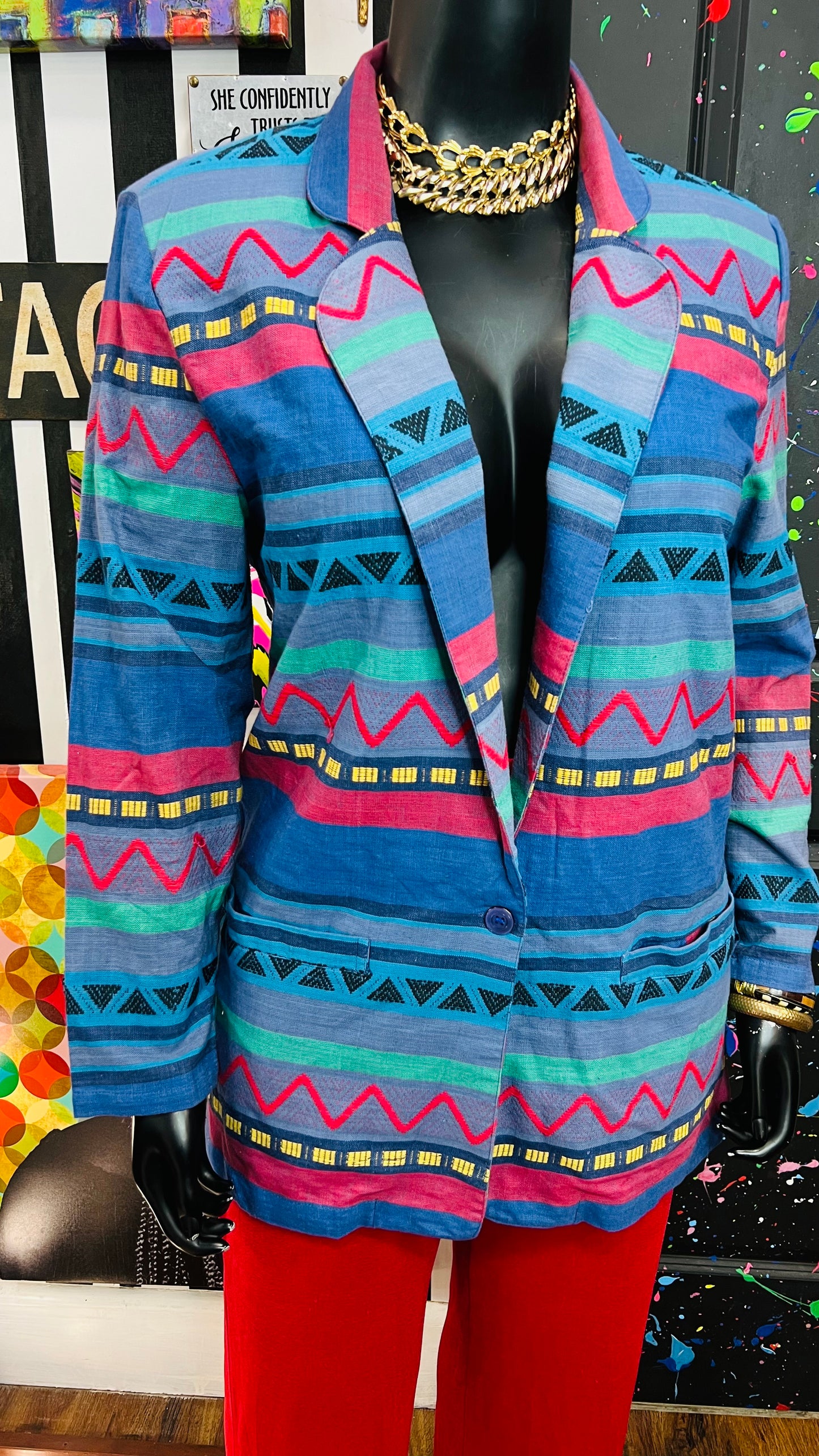 Vintage Tribal Print Blazer (18)