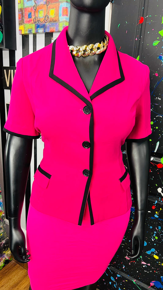 Vintage Pink & Black Blazer Blouse (18)