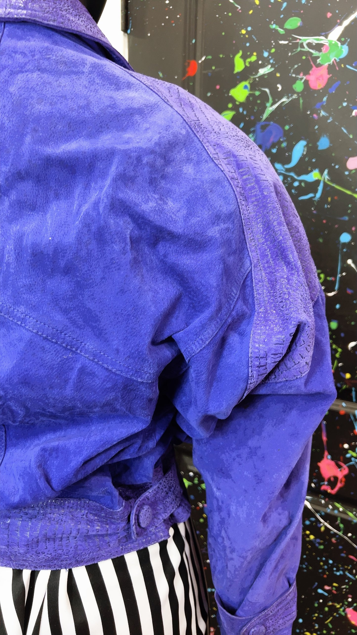 Vintage Purple Suede Leather Cropped Jacket (18)