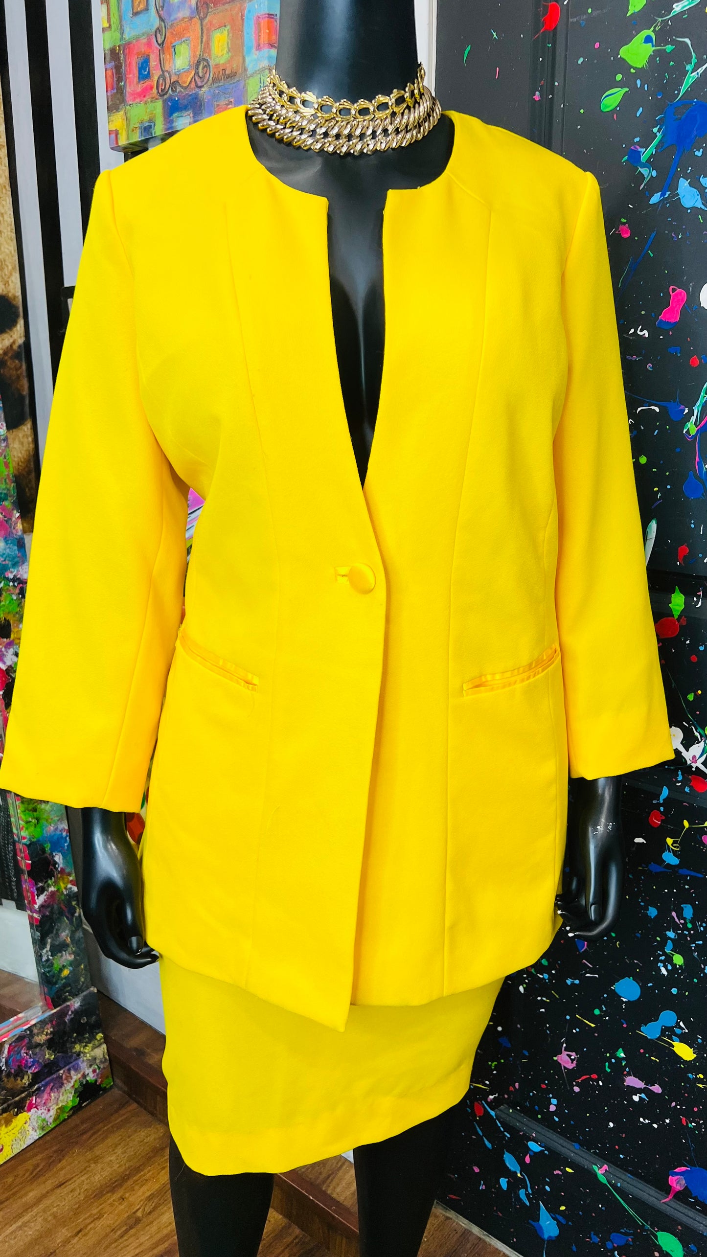 Vintage Yellow Skirt Suit (20W)