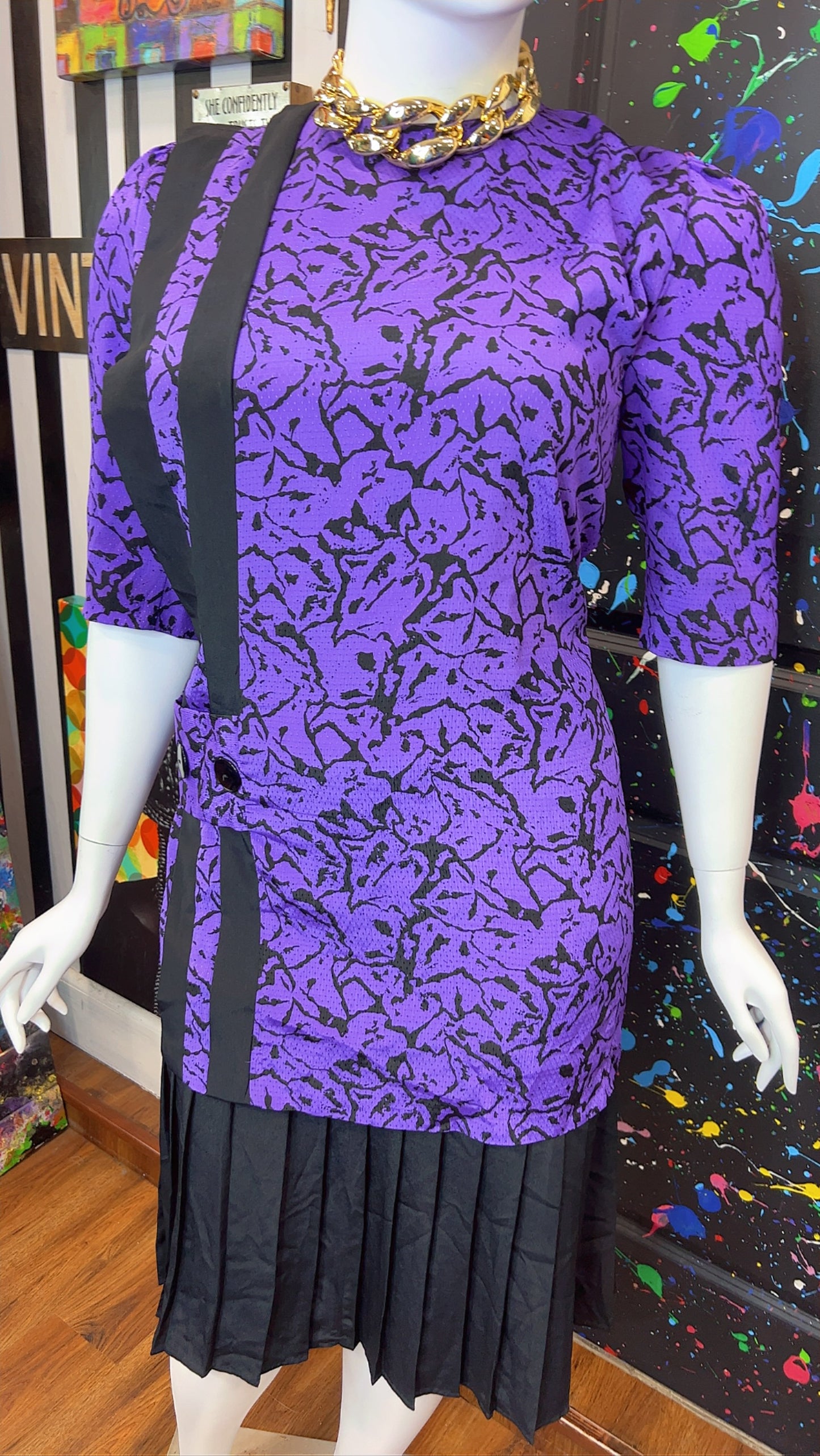 Vintage Purple & Black Dress (16)