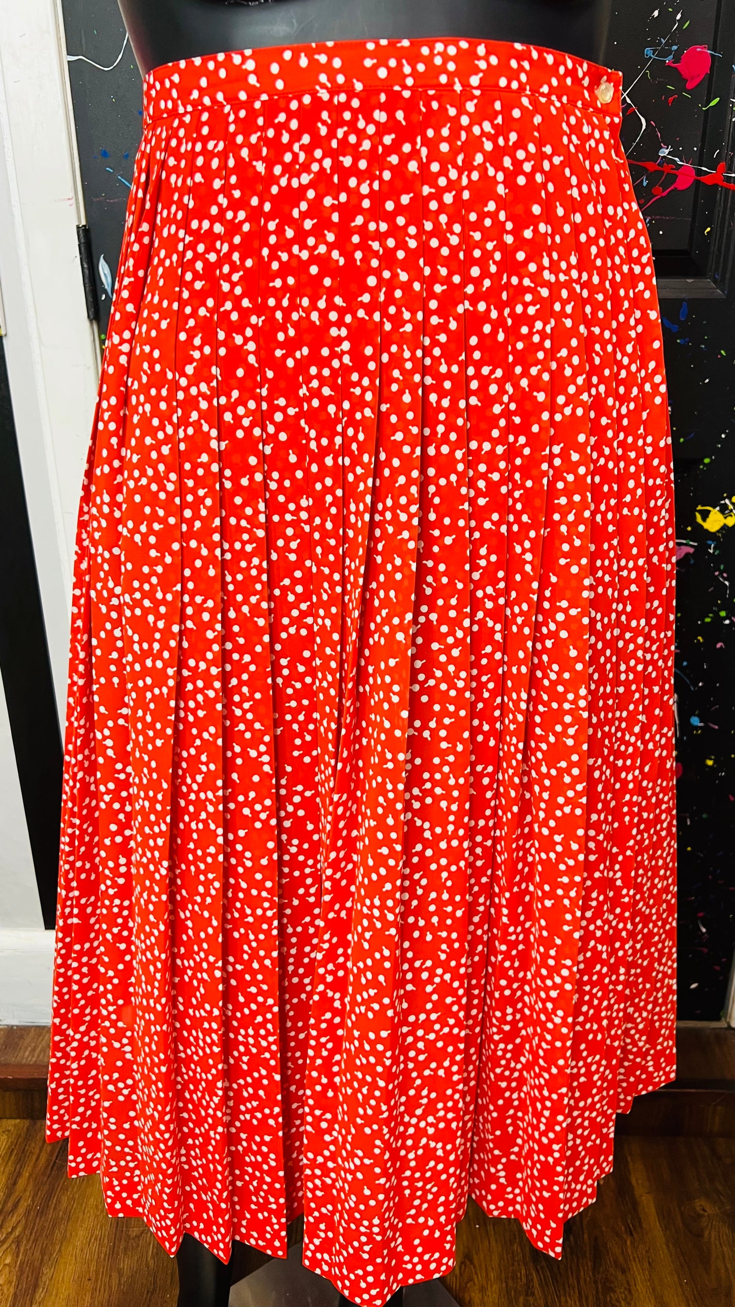 Vintage Orange & White Polka Dot Skirt Set (16)