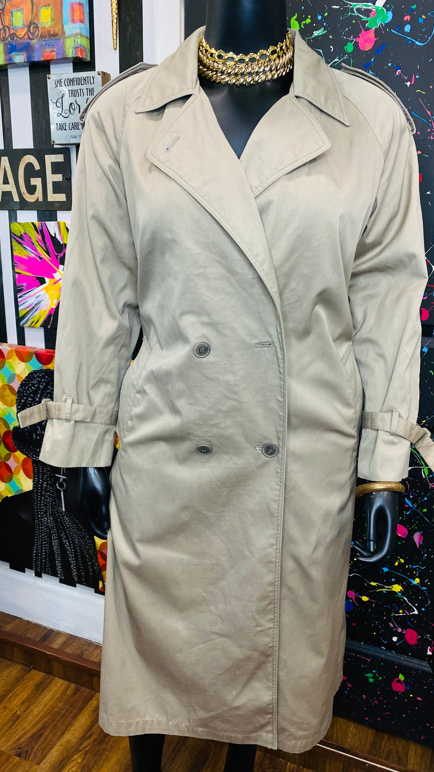 Vintage Tinted Khaki Trench Coat (14)