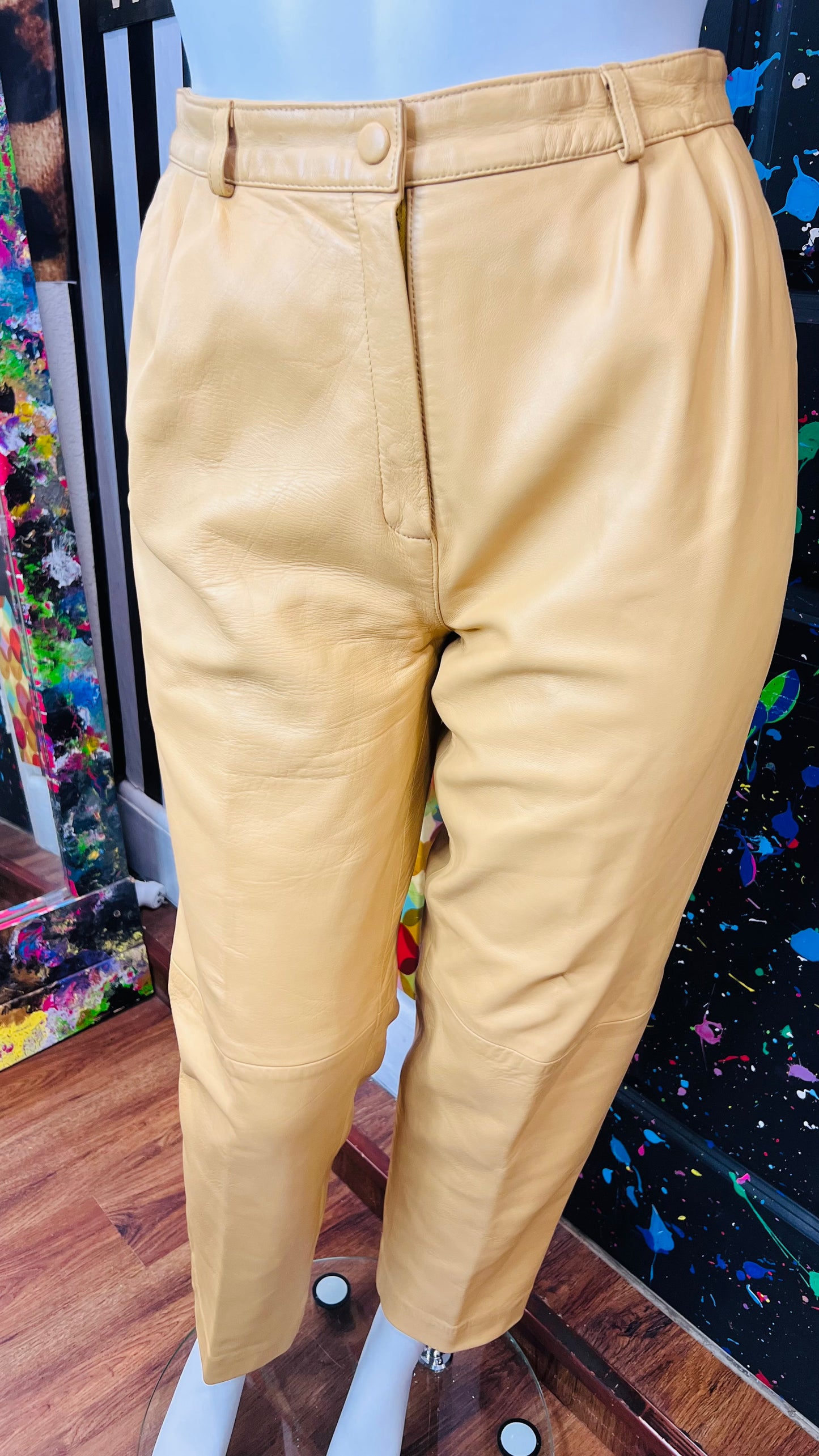 Vintage Genuine Leather Tan Pants (16)