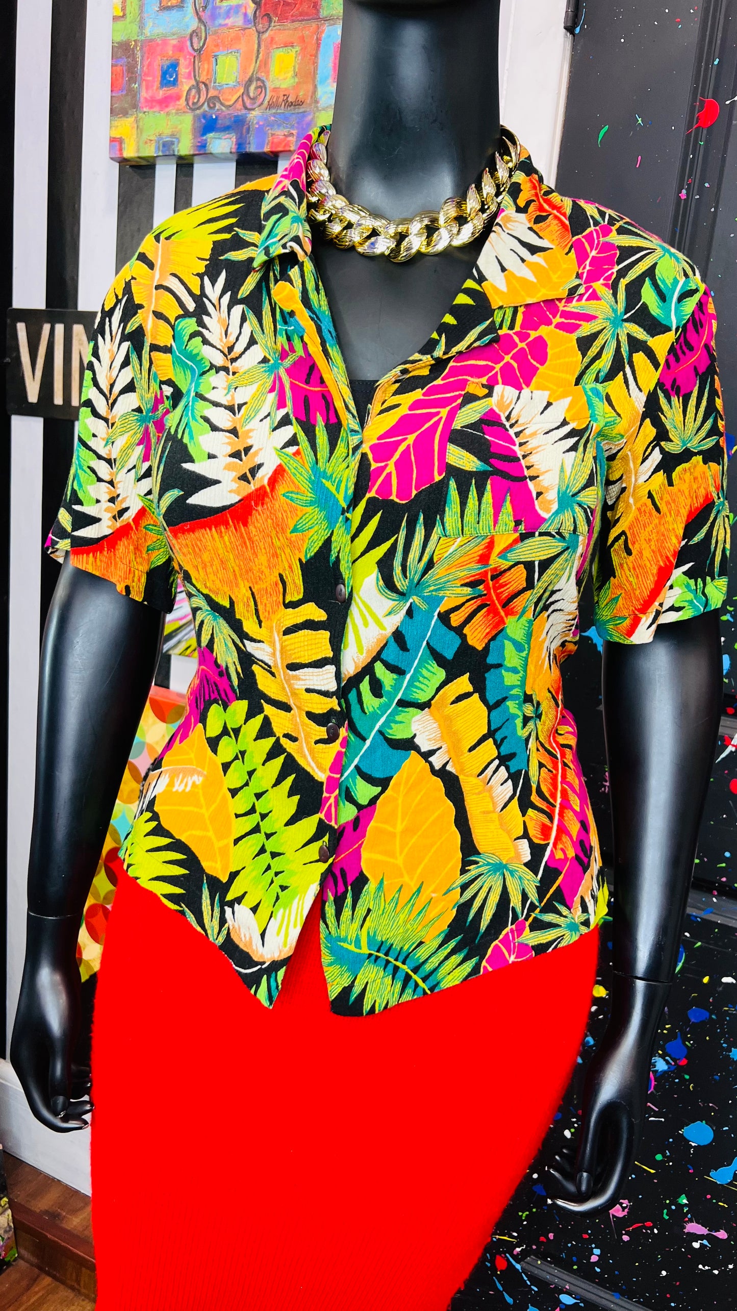 Vintage Rayon Tropical Blouse (18)