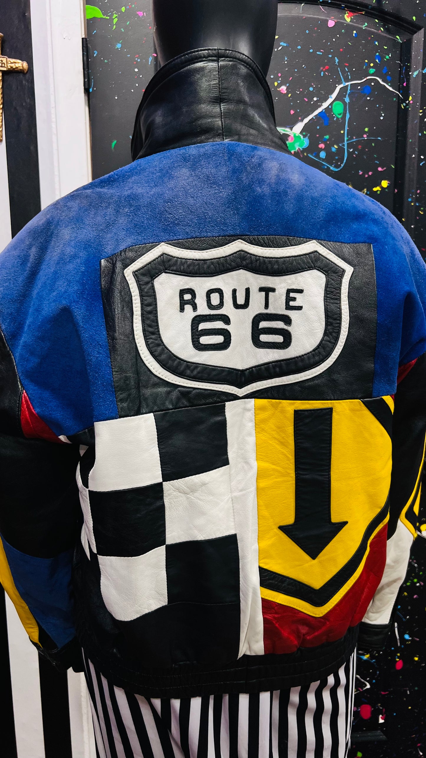 Vintage Genuine Leather & Suede Road Sign Jacket (22) *KC