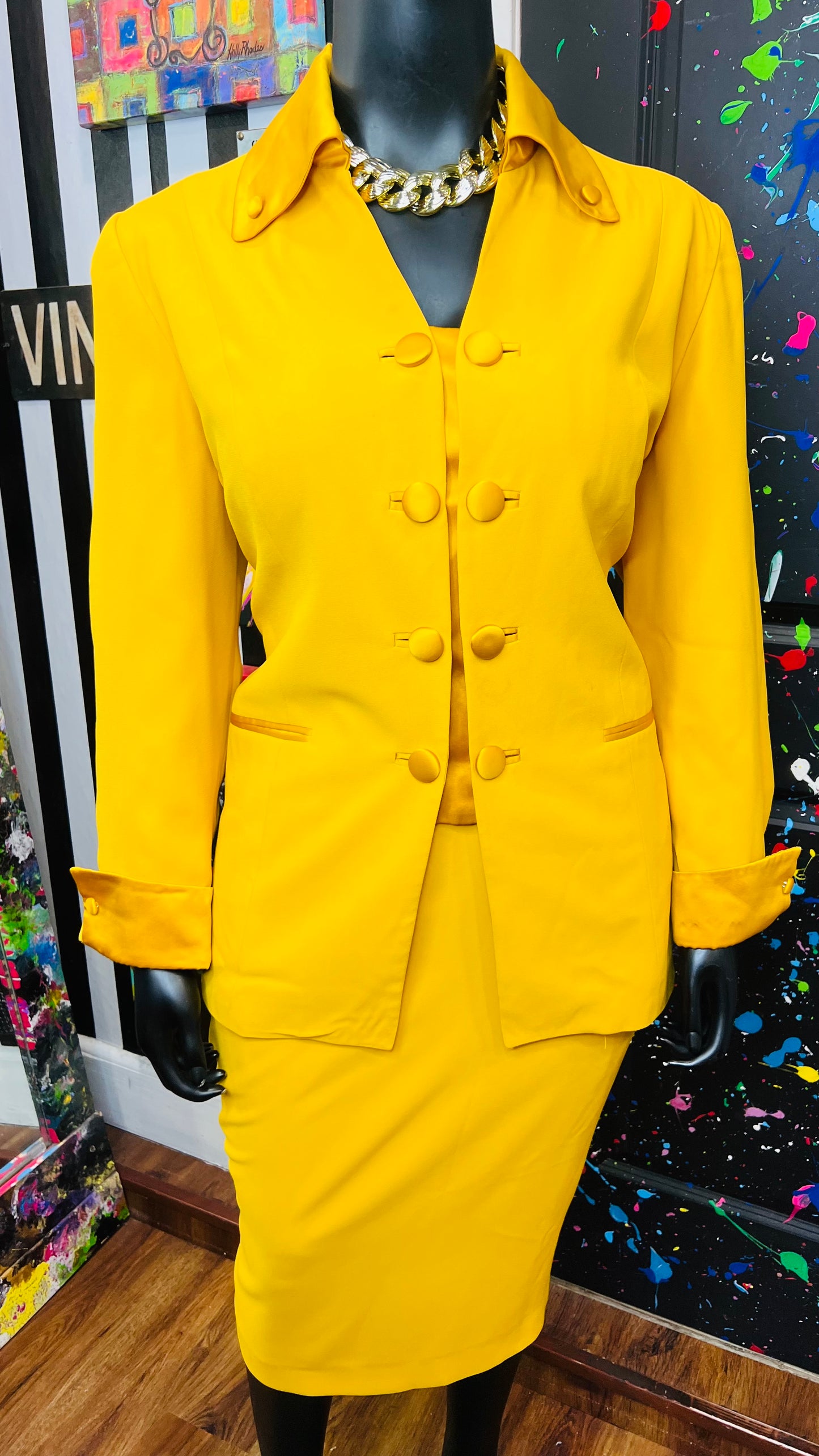 Vintage Gold Skirt Suit (18W)