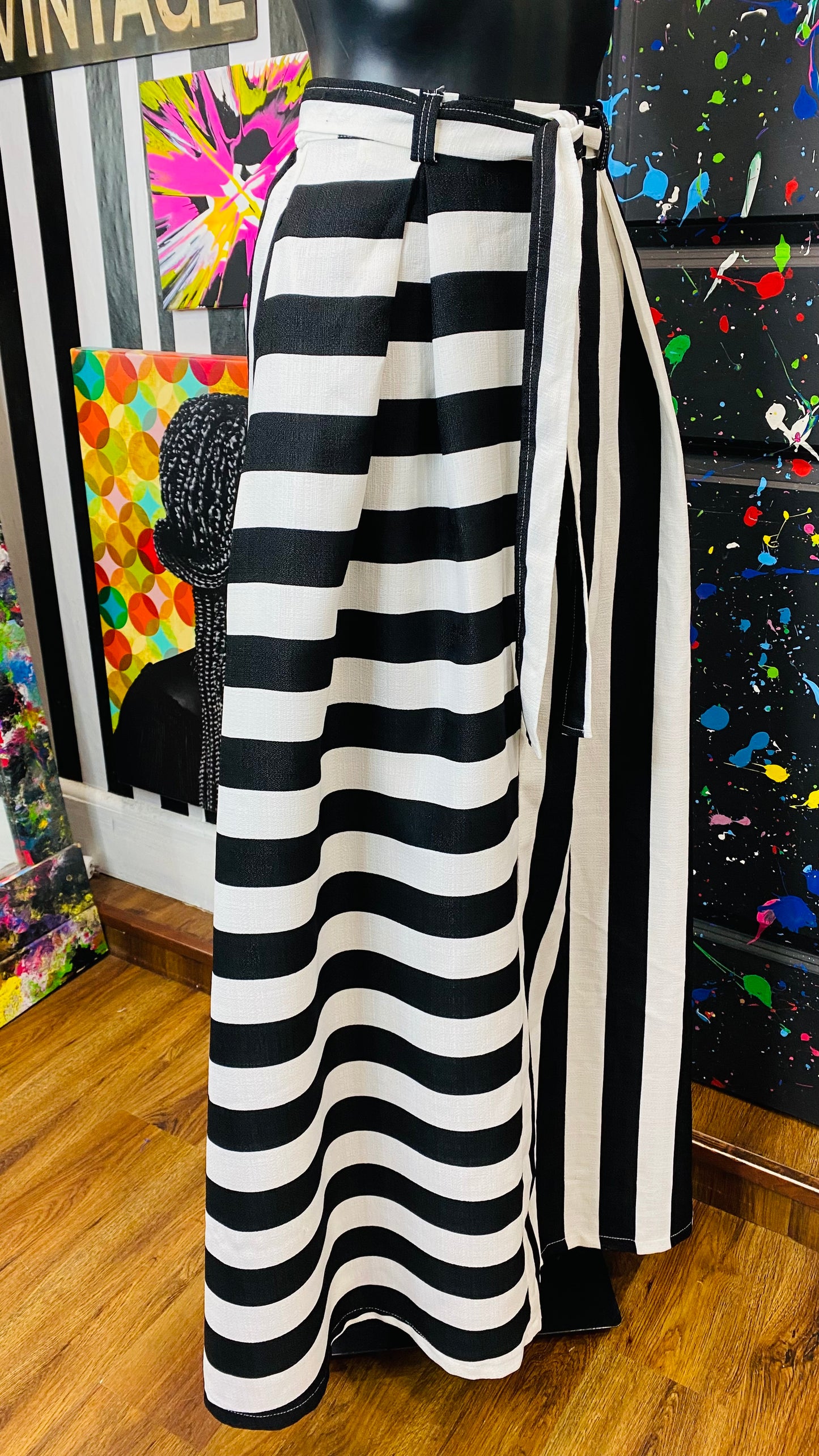 Black & White Striped Skirt (14)