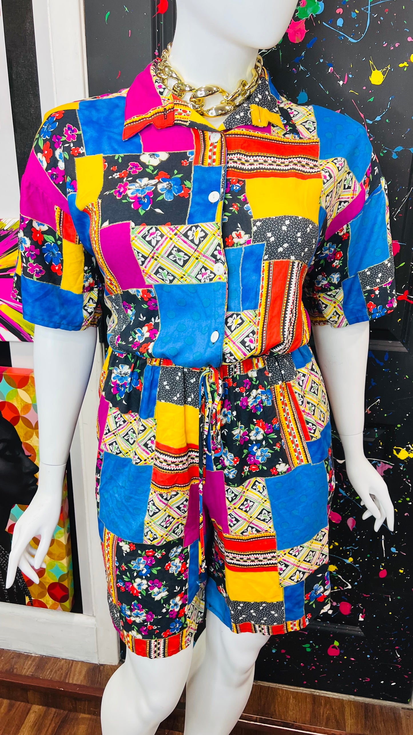 Vintage Patchwork Rayon Romper (16/18)