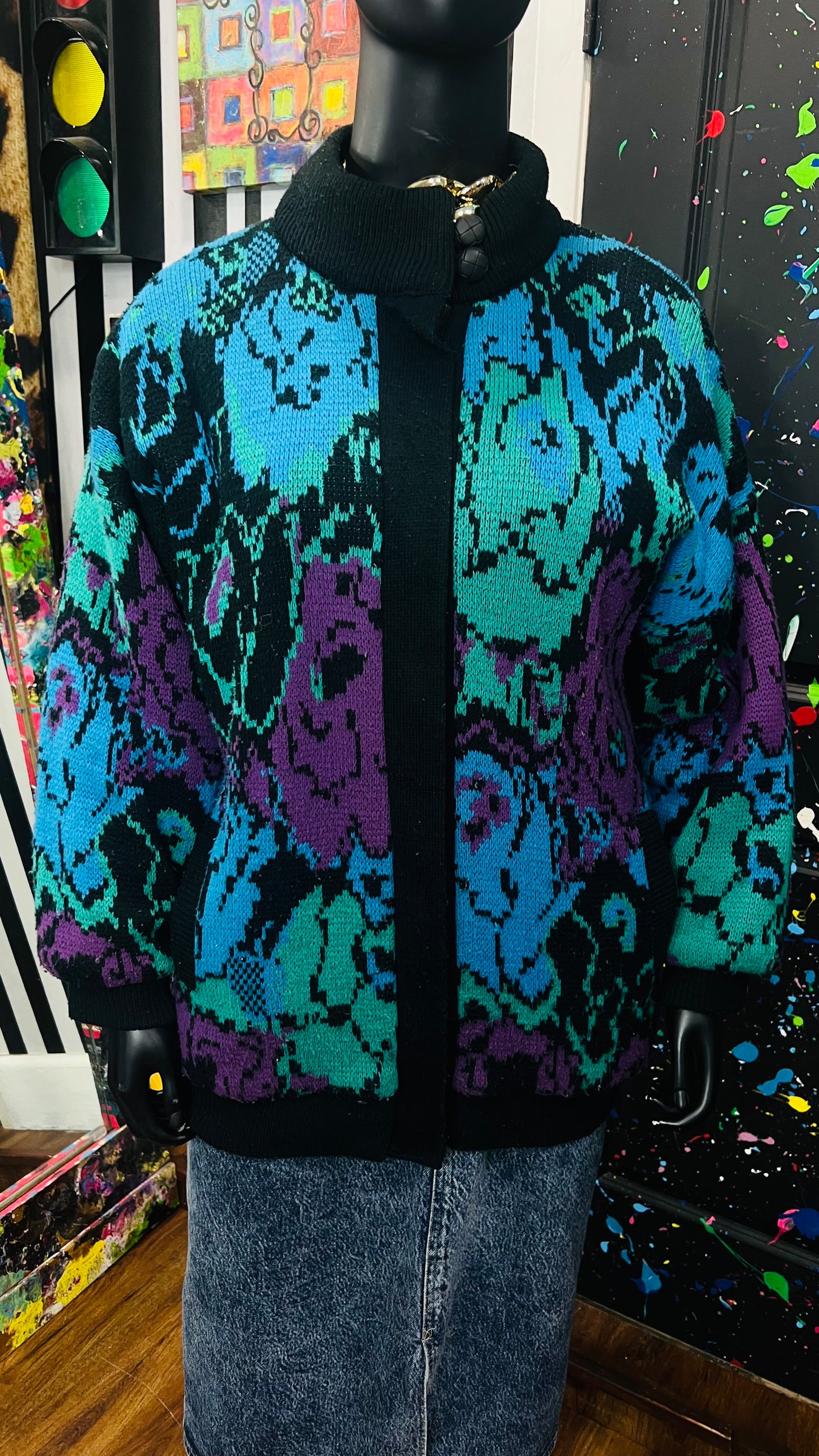 Vintage Think Chunky Knit * Fully Lined Jacket (22)