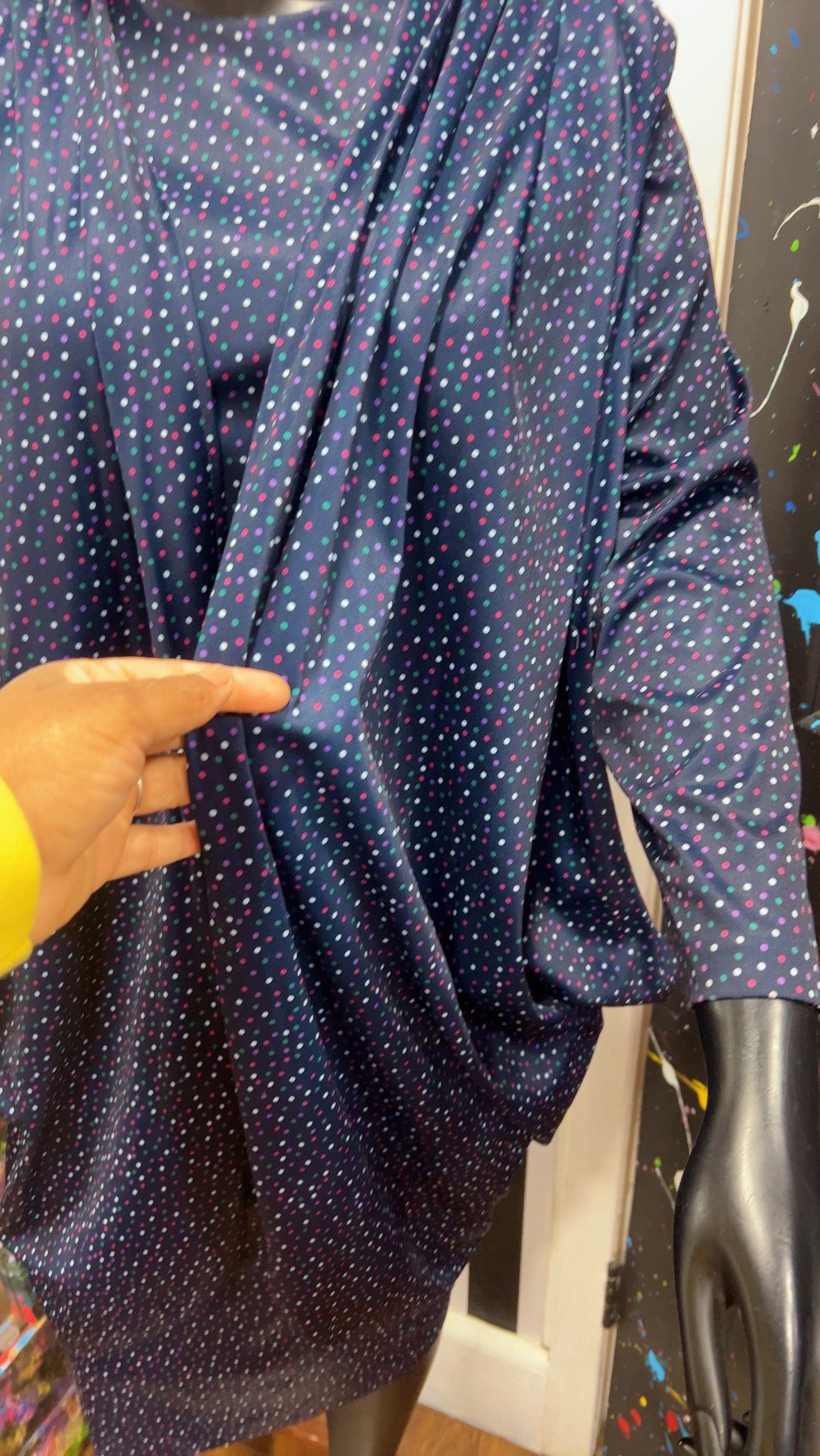 Vintage Navy Blue Polka Dot Dress (14)