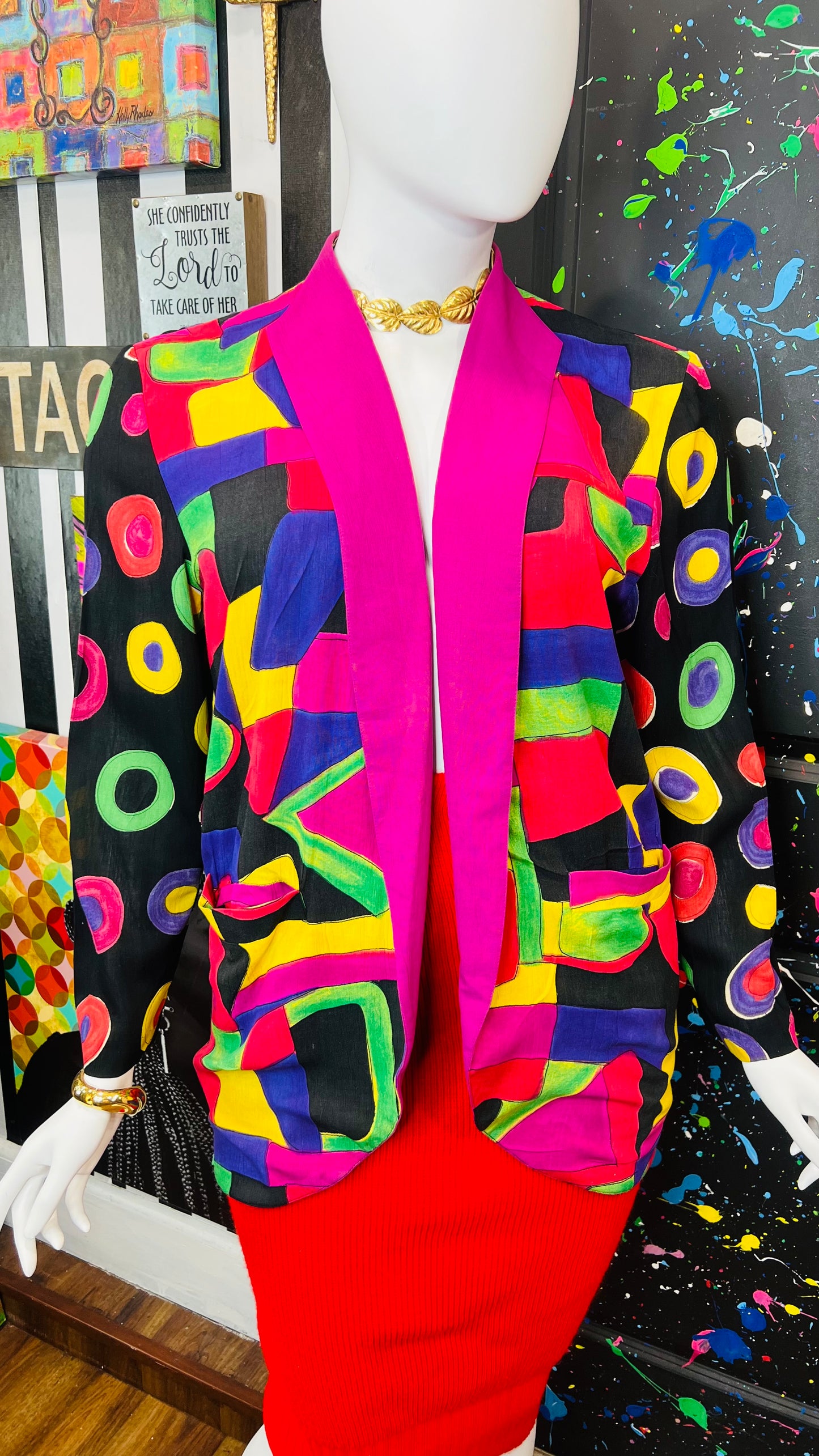 Vintage Abstract Open Blazer (16/18)