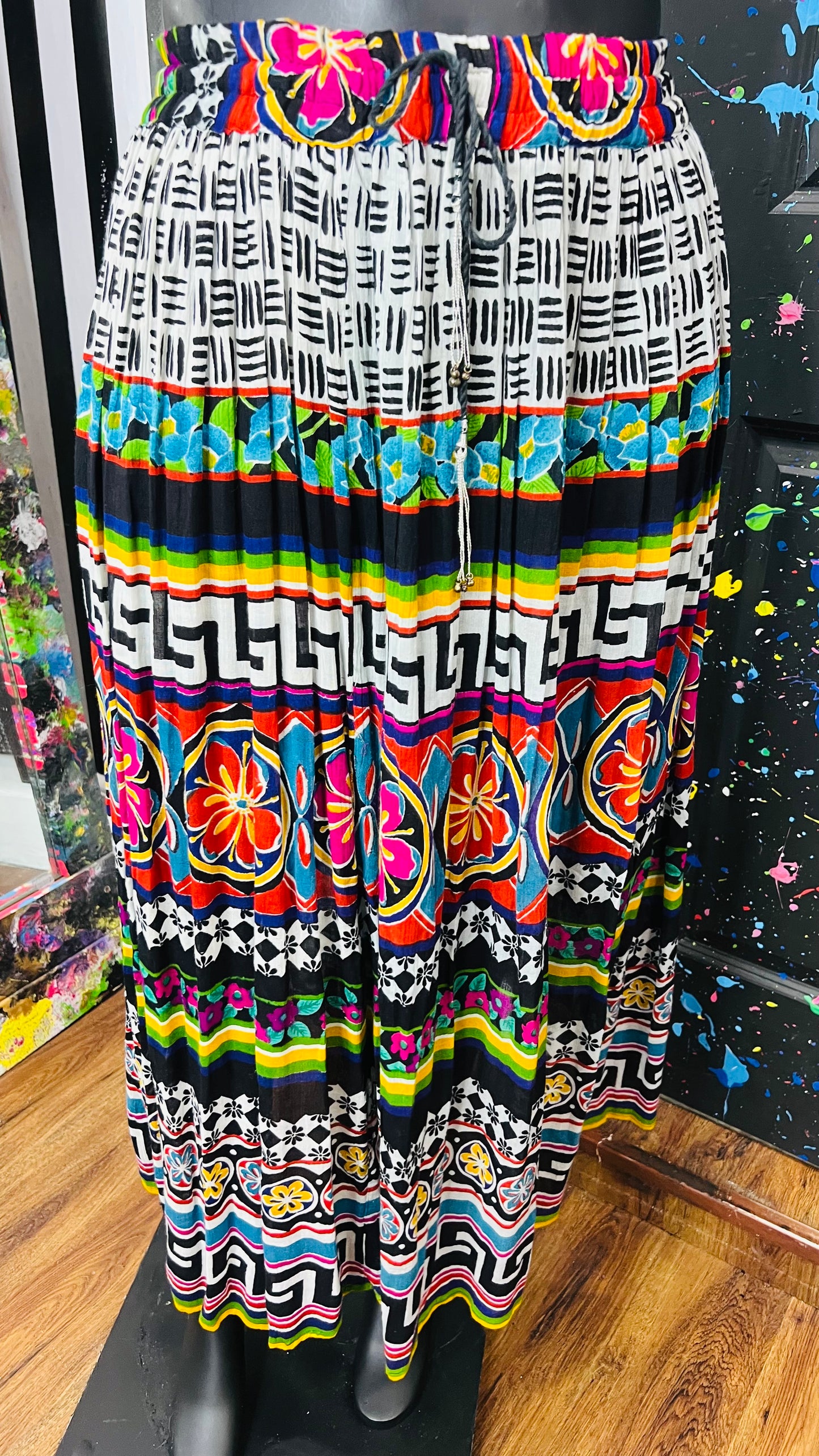 Vintage Rayon Tribal Print Skirt (18)