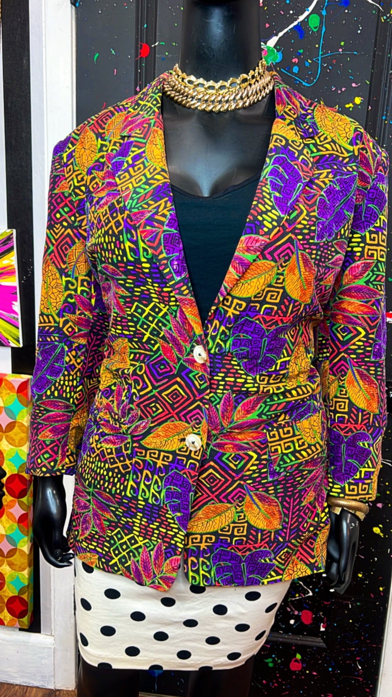 Vintage 100% Silk Abstract 90’s Blazer (20)