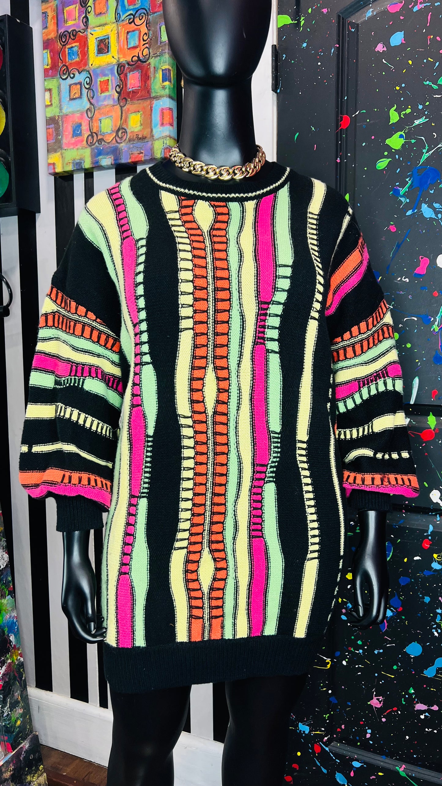 Vintage Inspired Coogi Style Knit Sweater Dress (22)