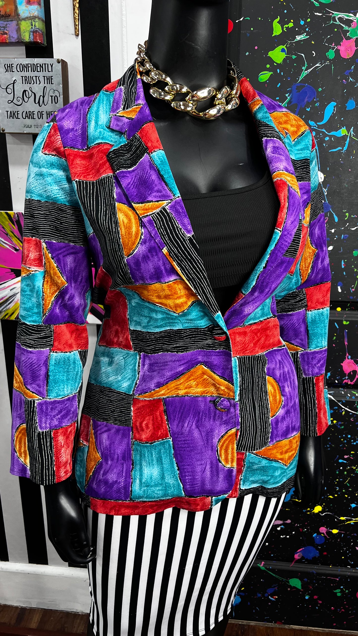 Vintage Abstract Squares Blazer (14)