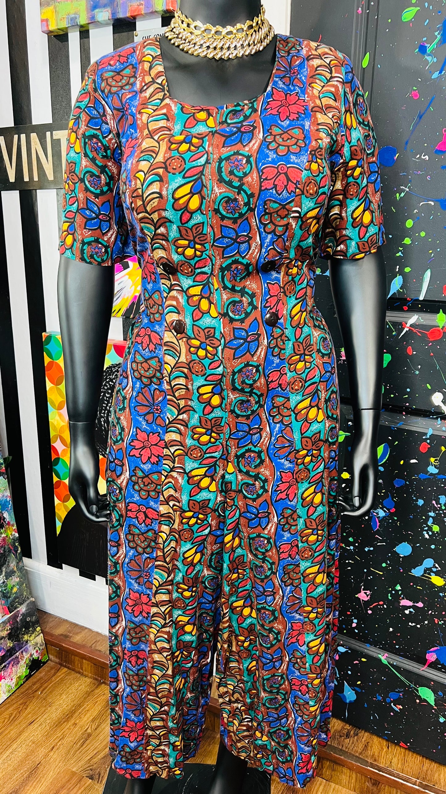 Vintage Rayon Wide Leg Jumpsuit (14/16)