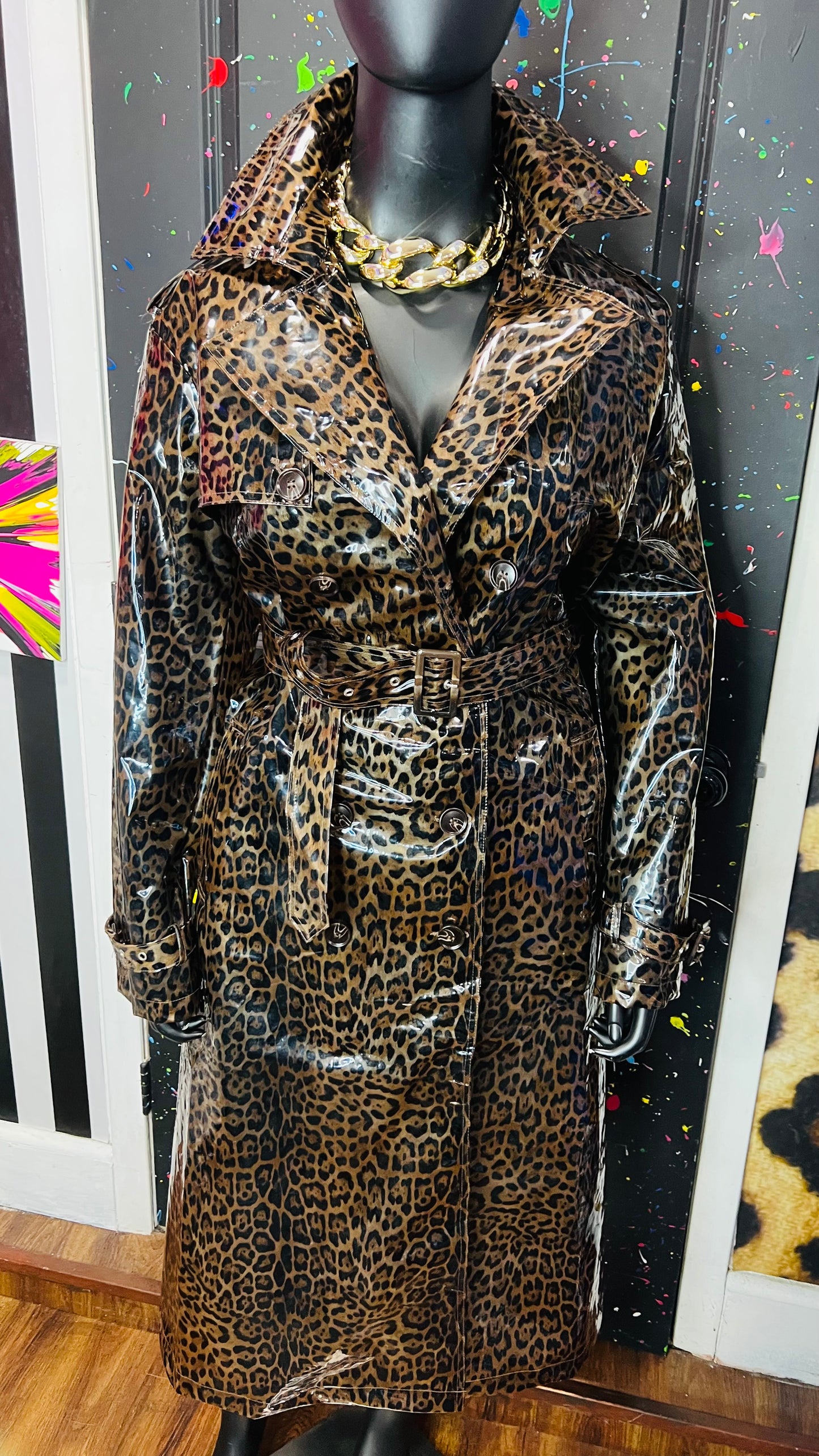 New w/ Tags Leopard Print Rayon Coat (22)